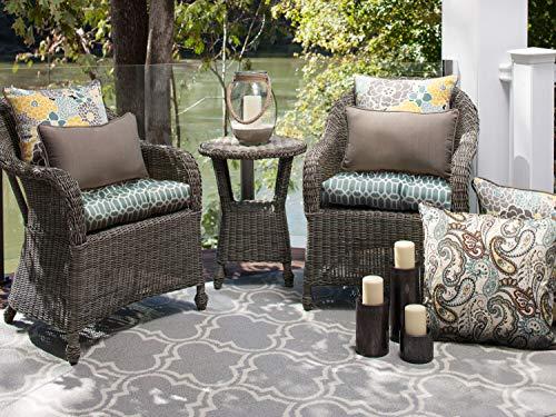 Pillow Perfect Pillow Perfect Bright Floral Indoor/Outdoor Solid Back 1 Piece Square Corner Chair Cushion with Ties, Deep Seat, Weather, and Fade Resistant, 36.5\" x 18\", Blue/Tan Lois, 1 Count