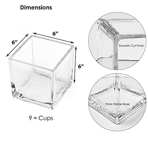 CYS EXCEL CYS EXCEL Clear Glass Cube Vase 6\"x6\"x6\" | Square Wedding Flower Vase Centerpieces | Cubic Glass Candle Holder