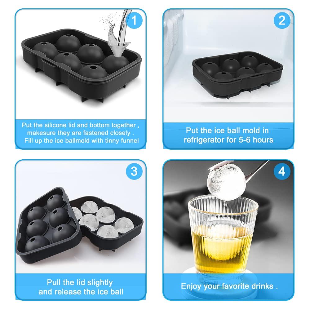 DOXISHRUKY Lucky Shop1234 Silicone Round Ice Cube Mold, Round Ice Cube Trays for Freezer with Funnel, Easy Release Ice Cube Tray Circle Balls for Whiskey Cocktails Bourbon