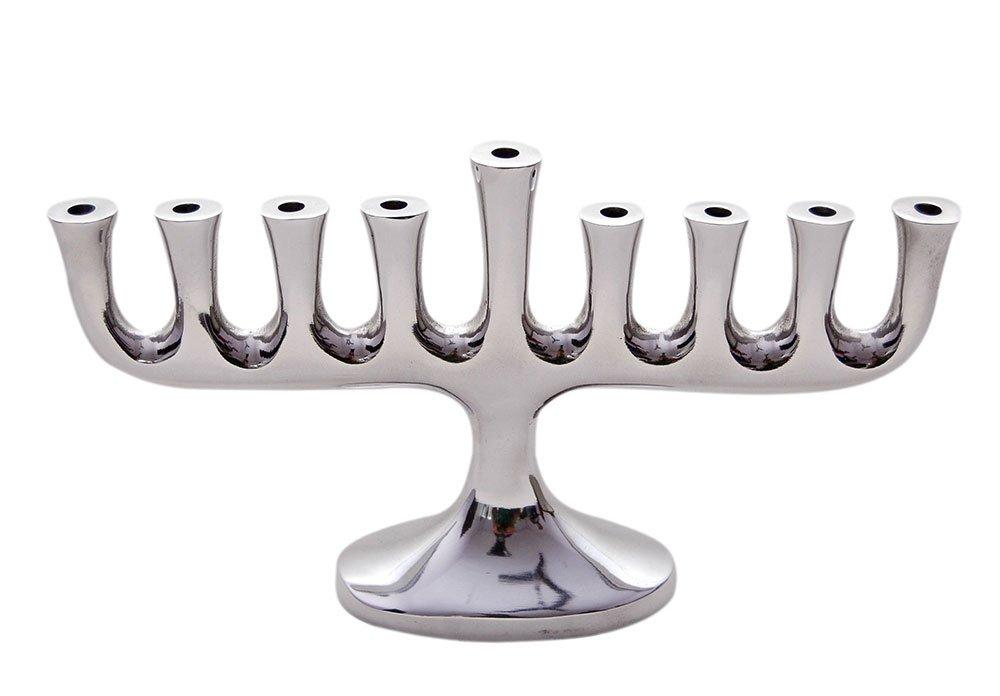 Zion Judaica Ltd Zion Judaica Stunning Sleek Designers Menorah for Hanukkah High Polished Traditional Candle and Oil Chanukiah Classic Chanukah Minorah