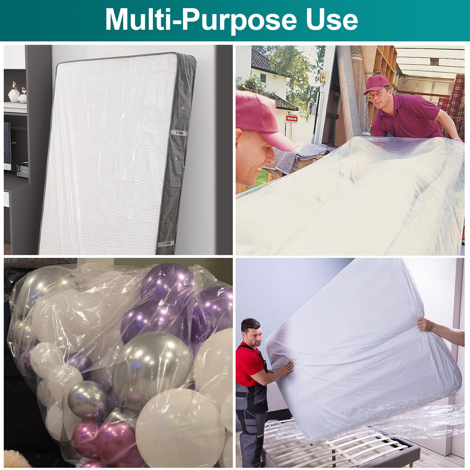 CZXNBI Mattress Bag for Moving Storage - Plastic Waterproof Mattress Protector Cover,Heavy-duty Mattress Moving Supplies (1, King)