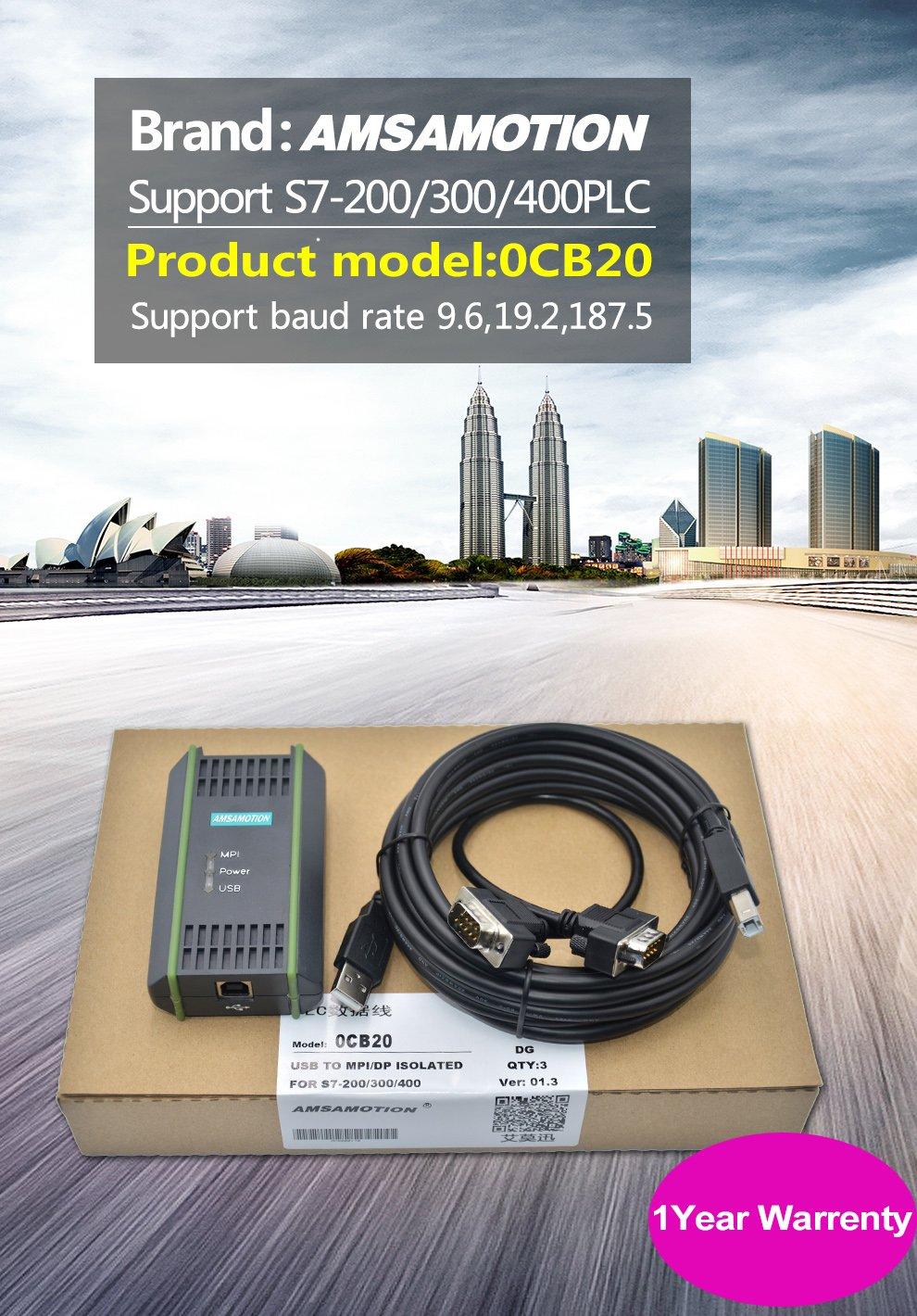 AMSAMOTION AMSAMOTION USB-MPI Programming Cable for Siemens S7-200 300 400 Series 6ES7 972-0CB20-0XA0 PLC 0CB20 USB MPI/PPI/DP/PROFIBUS USB MPI PC-MPI Adapter