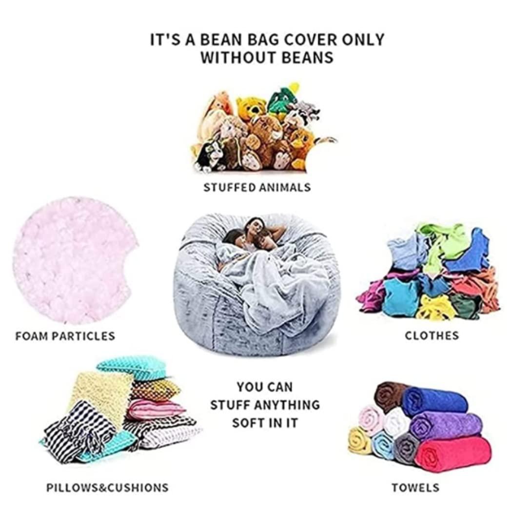 JYMYGS Bean Bag Chair Cover (No Filler) for Kids and Adults, Stuffed Animal Storage Bean Bag Chair, Washable Soft Corduroy Stuffable Sturdy Zipper Storage Beanbag Case, Sack Bean Bag for Adults,Kids,Teens