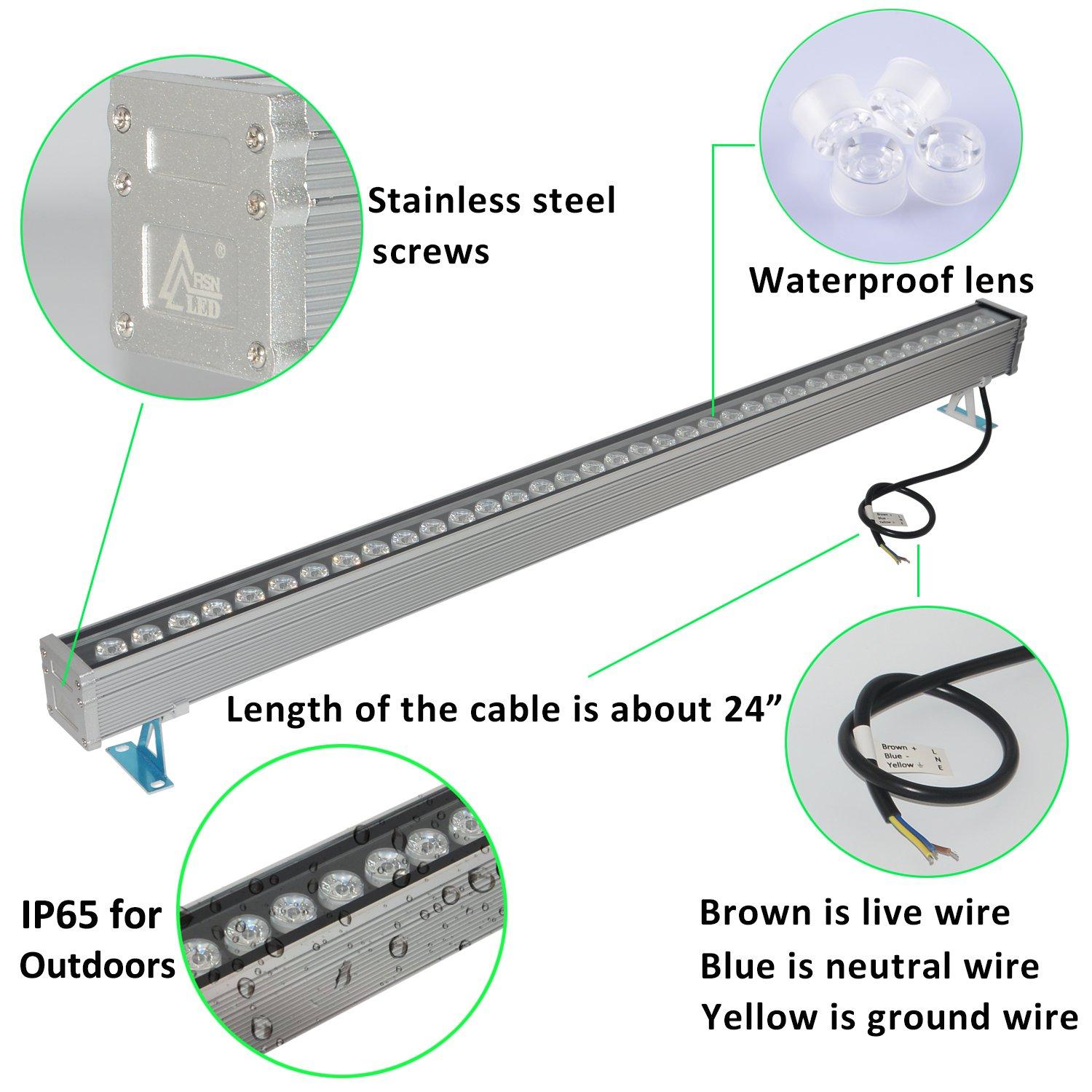 RSN LED RSN LED Wall Washer Light 36W IP65 Waterproof 3 Years Warranty (Warm White, 36W)
