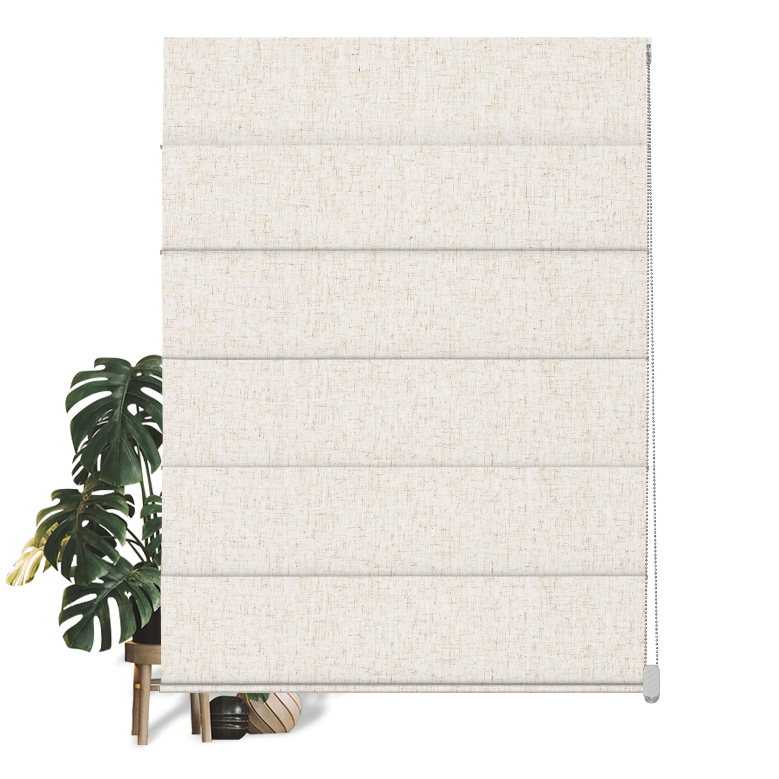 BERISSA BERISSA Roman Shades for Windows, Blackout Roman Blinds,Room Darkening Thermal Insulated Window Shades for Home Living Room Bedroom,Linen Beige,34" W x 90" H
