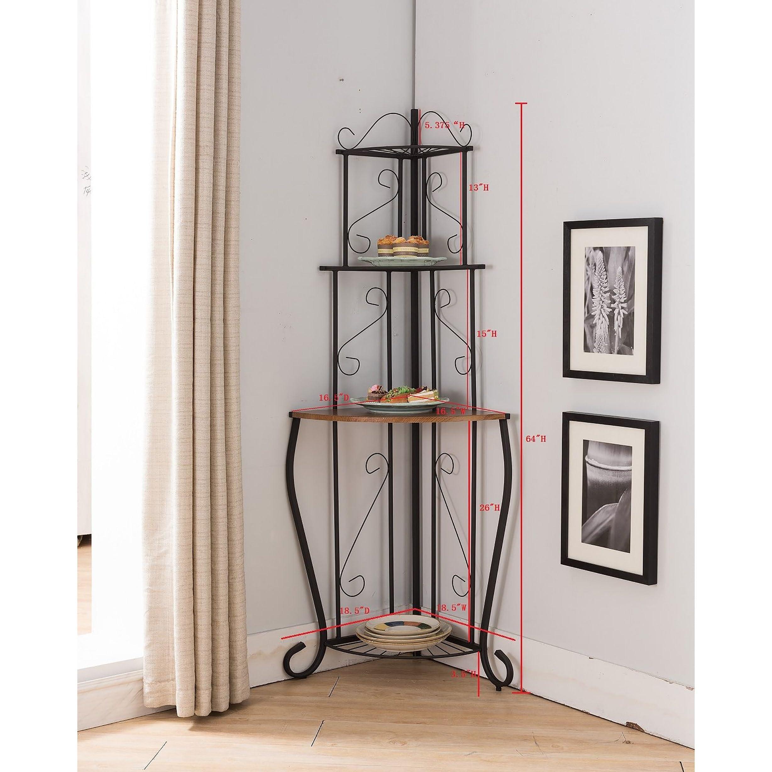 Overstock Black Metal Tube Corner Kitchen Bakers Rack