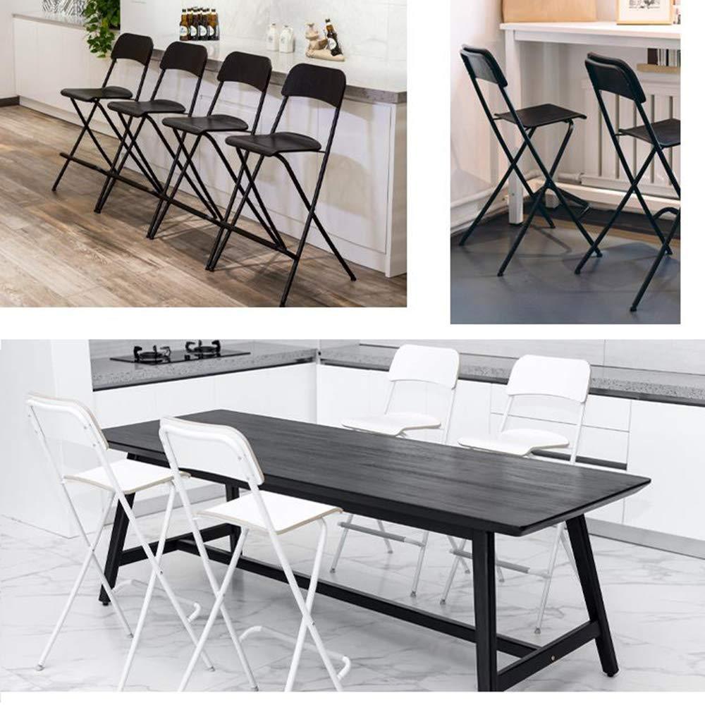 GDHY GDHY Folding BarStools Metal Kitchen Bar Chairs with Back Wooden Seat Counter Bar Stool 25 Inch High Collapsible Bar Stool Chairs (Black/White)