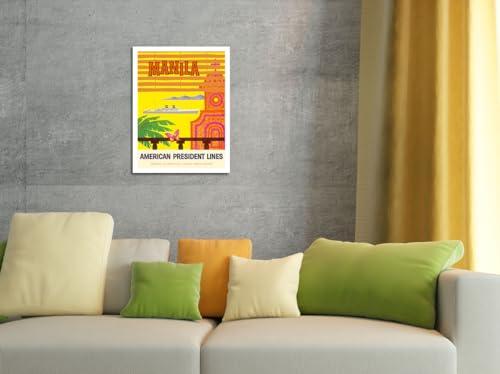 Pacifica Island Art Manila Philippines - American President Lines - Vintage Ocean Liner Travel Poster c.1958 - Bamboo Fine Art 290gsm Paper Print (Unframed) 24x32in