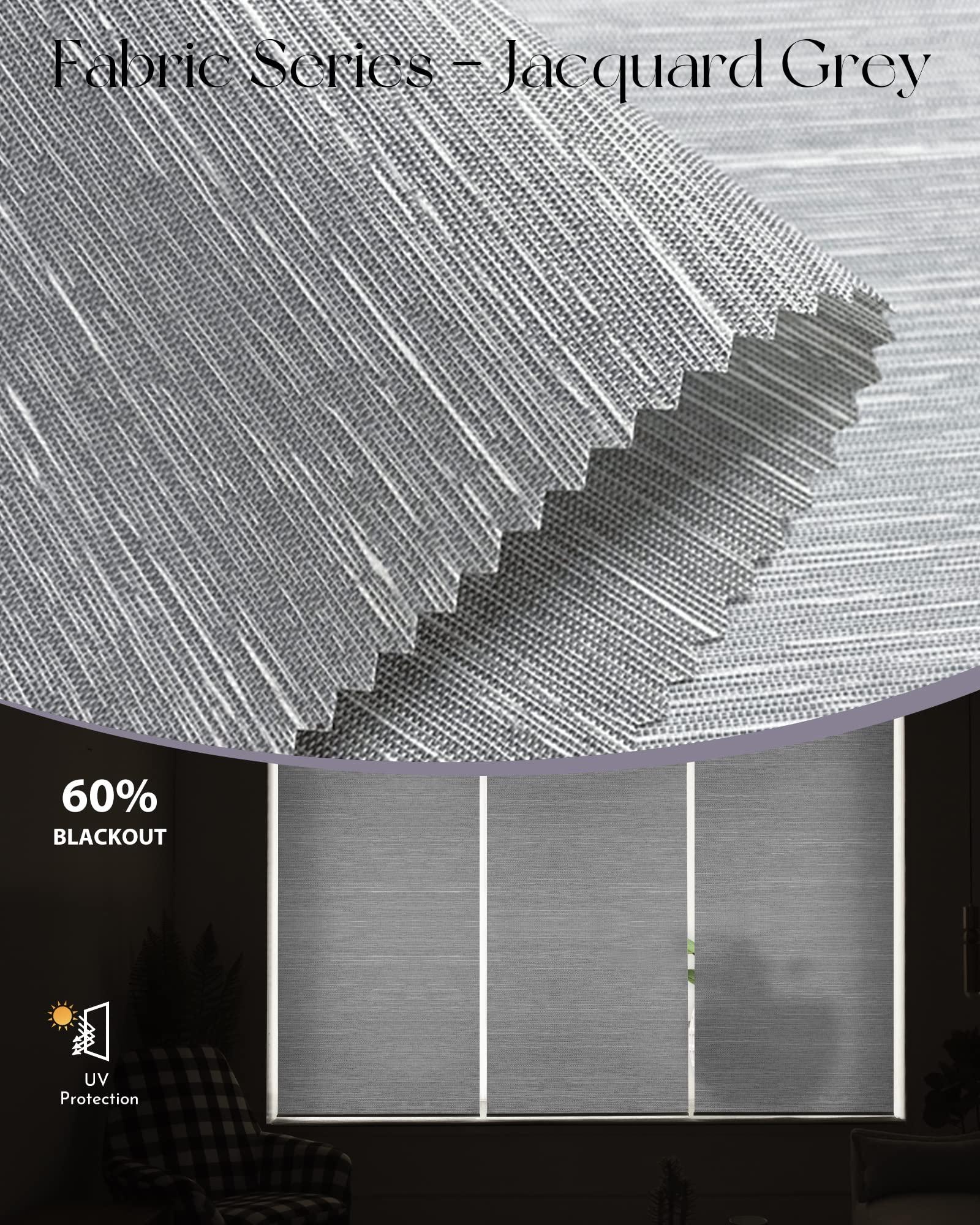 Graywind Graywind Motorized Light Filtering Shades Compatible with Alexa Google Rechargeable Remote Control Smart Blinds Automatic Window Shade with Valance for Home Office, Custom Size (Jacquard Grey)