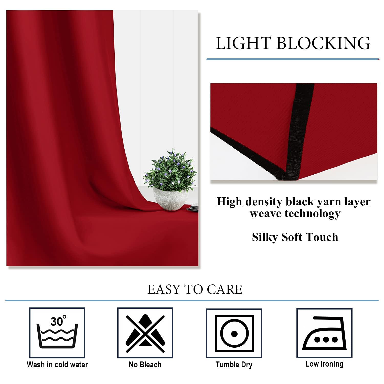 Diraysid Diraysid Red Blackout Curtains for Bedroom and Living Room Thermal Insulated Room Darkening Curtains Drapes, 52 x 84 inch, 2 Panels