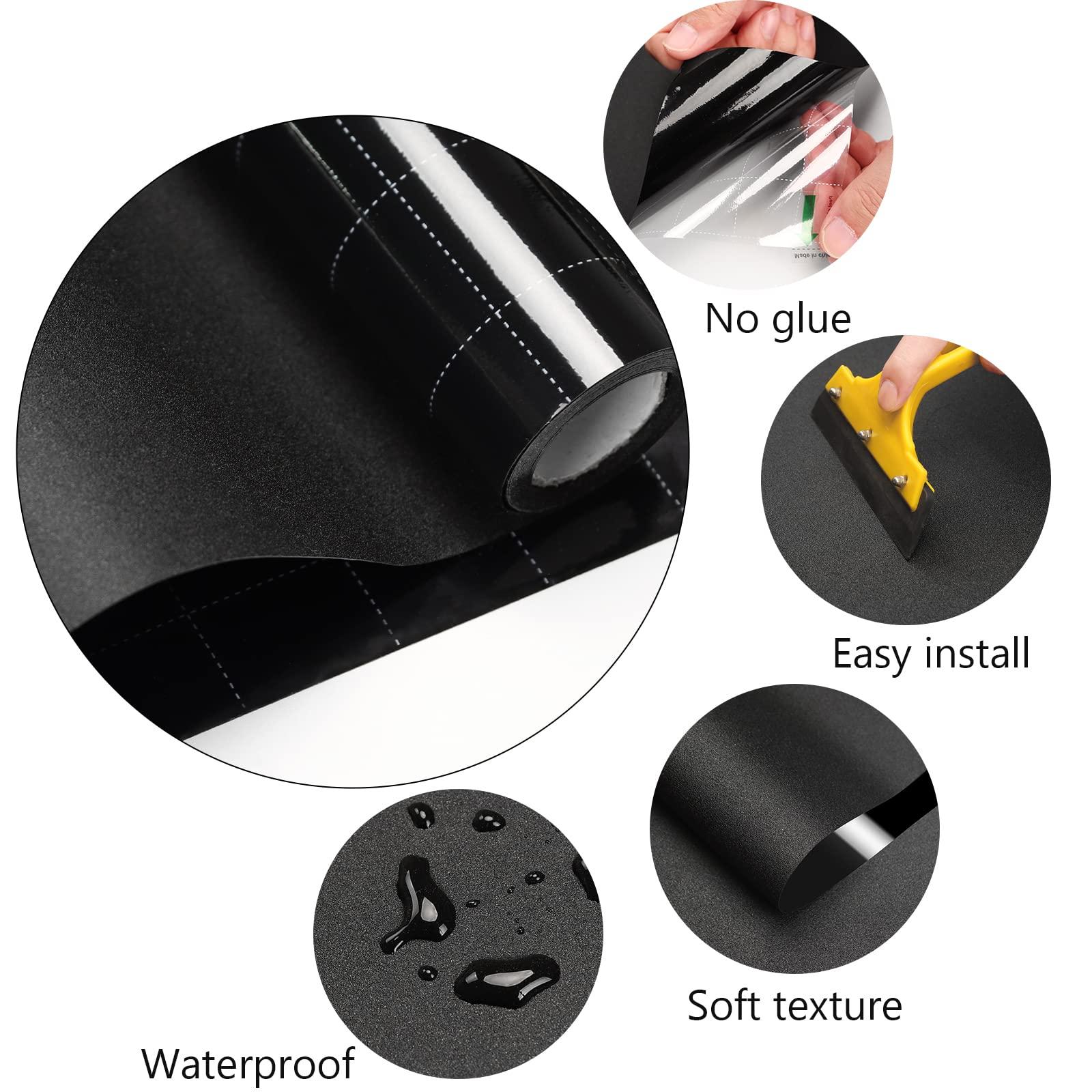 FILMGOO Total Blackout Window Privacy Film Day and Night 100% Light Blocking Static Cling Room Darkening Window Tint Black Door Stickers for Home Office, No Glue Anti-UV (Frosted-Black, 17.5 Inch x 7.8 Feet)