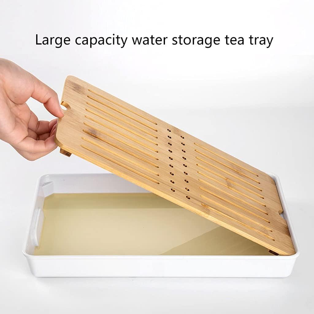HOTRA Bamboo Tea Tray-Chinese Gongfu Tea Mini Tea House Home Office Dining Table Tray Box Water Storage And Drainage (Size : Square)