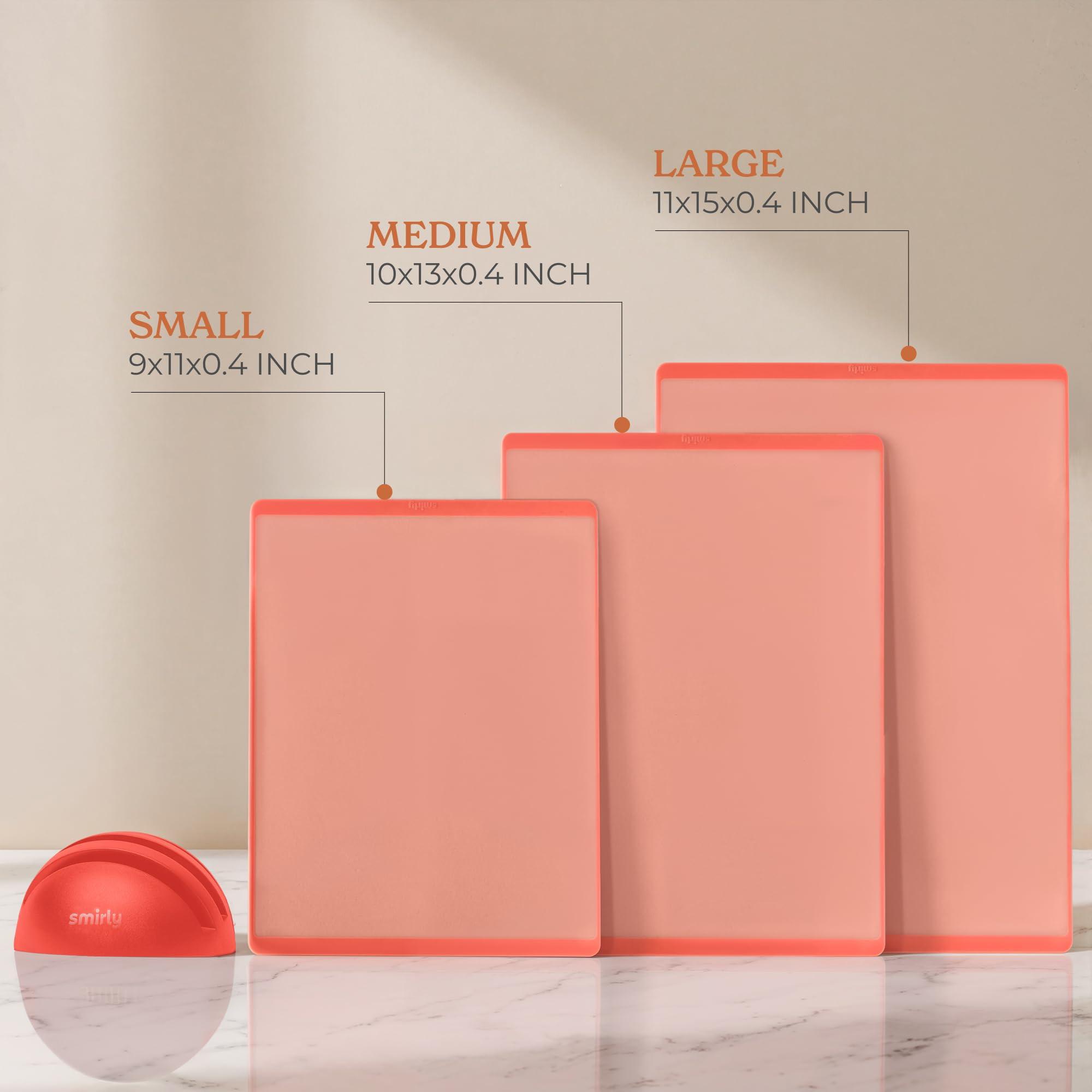 SMIRLY SMIRLY Plastic Cutting Board Set With Holder, Dishwasher Safe Plastic Cutting Boards Set for Kitchen, Cutting Boards for Kitchen - Plastic Chopping Board Set