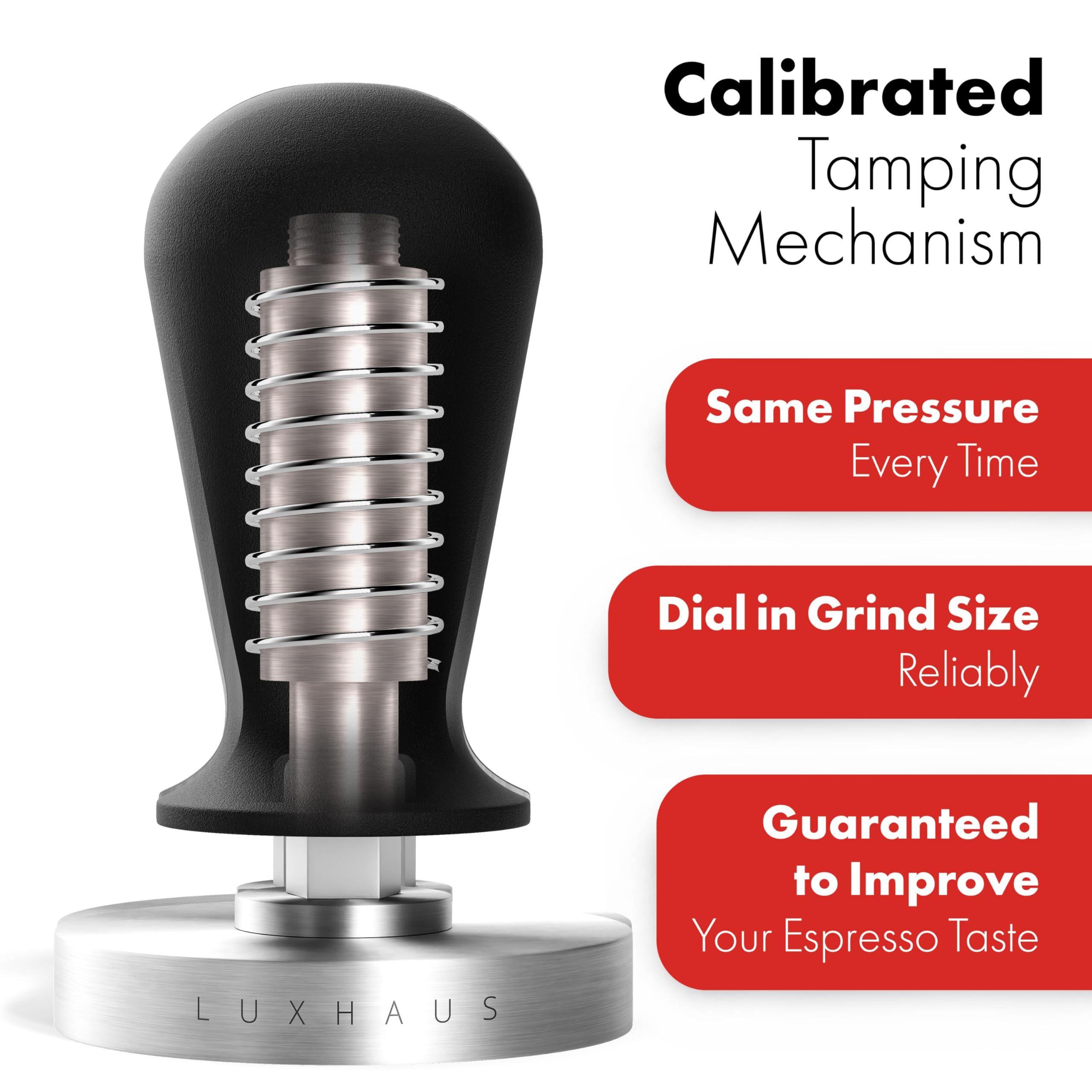 LUXHAUS LuxHaus Espresso Tamper - 53mm Calibrated Coffee Tamper for Espresso Machine with Spring Loaded 100% Flat Stainless Steel Base