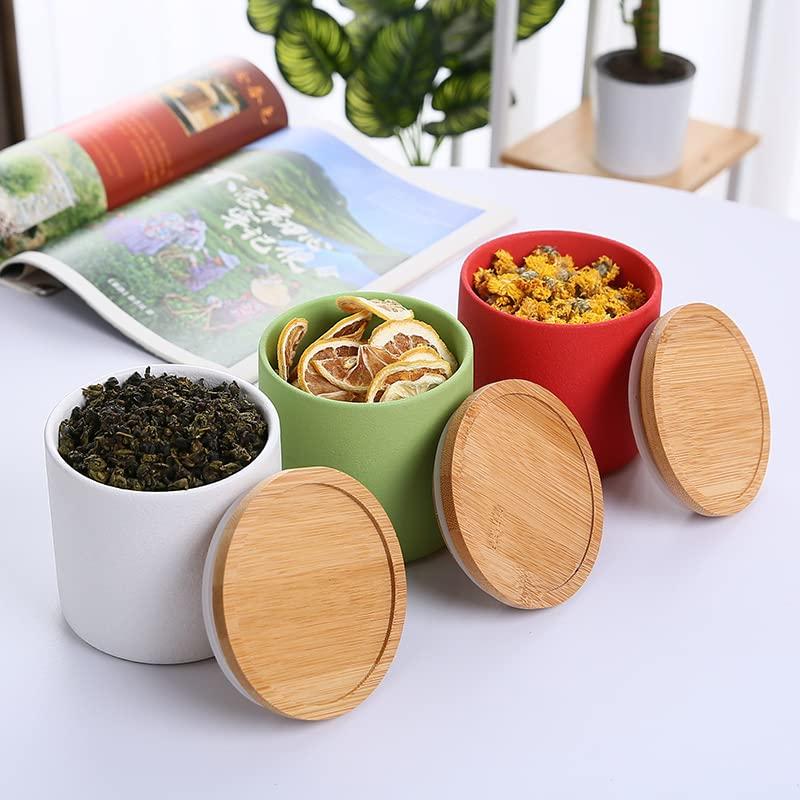 Generic Lannado Coffee and Food Storage Jar Ceramic Canisters with Bamboo Seal Modern Design Kitchen Canisters for Serving Coffee, Tea, Sugar, Salt and More (white)