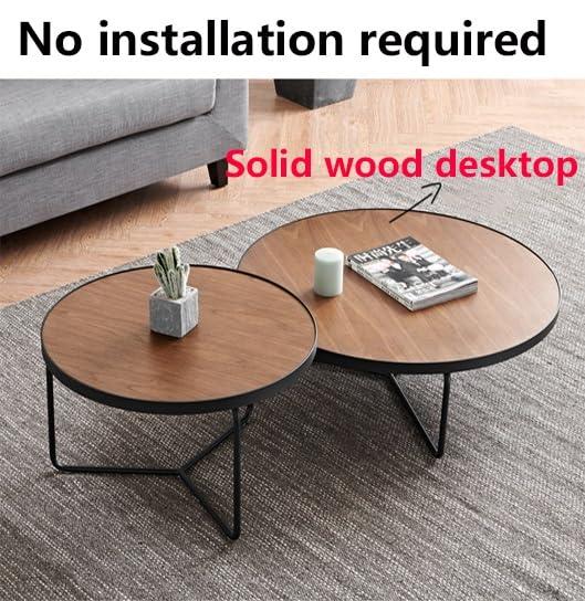 Torzk Torzk Stackable Design Modern Round Coffee Table Set of 1/2/3, Industrial Small Nesting Side Tables with Metal Frame for Couch Living Room, Bedroom, Office (Size : 1set 80+60+50cm)