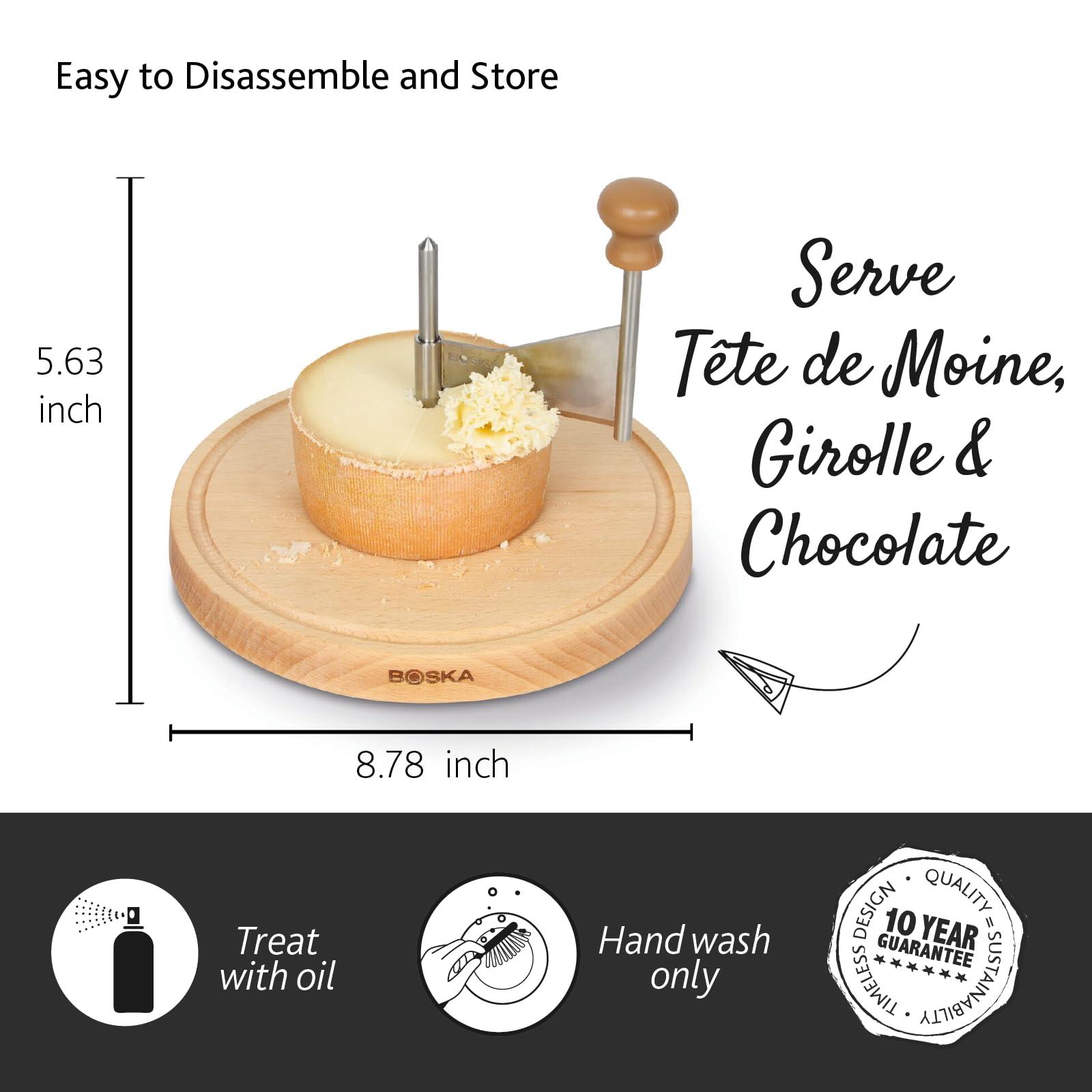 BOSKA BOSKA Cheese Curler Amigo - The Original with 10-year Warranty - Cheese Wheel for i.a. Tete de Moine, Girolle & Chocolate - Cheese Shaver made of Stainless Steel