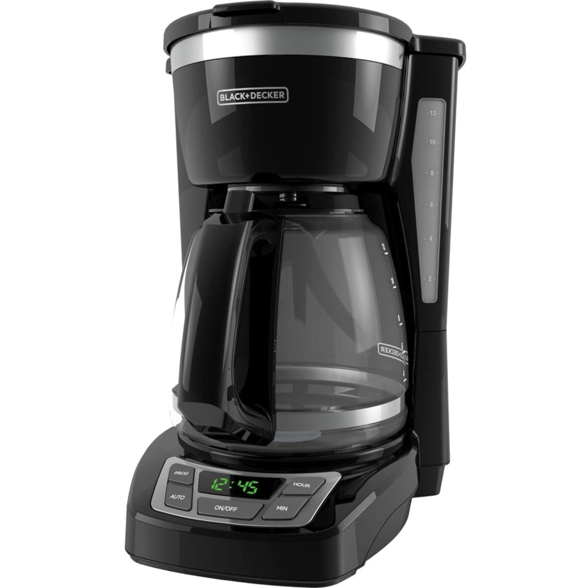 BLACK+DECKER BLACK+DECKER 12-Cup Digital Coffee Maker, Programmable, Washable Basket Filter, Sneak-A-Cup, Auto Brew, Water Window, Keep Hot Plate, Black