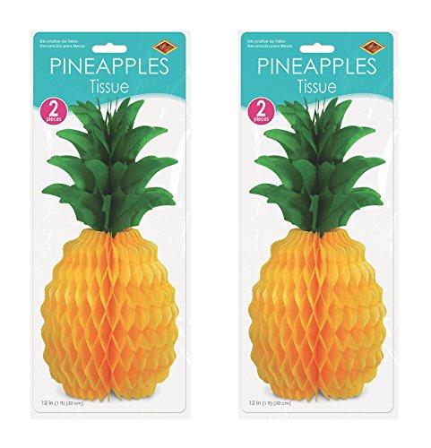 Beistle Beistle S55105-12AZ2 Tissue Paper Pineapple, 12\", Yellow/Green, 4 Piece