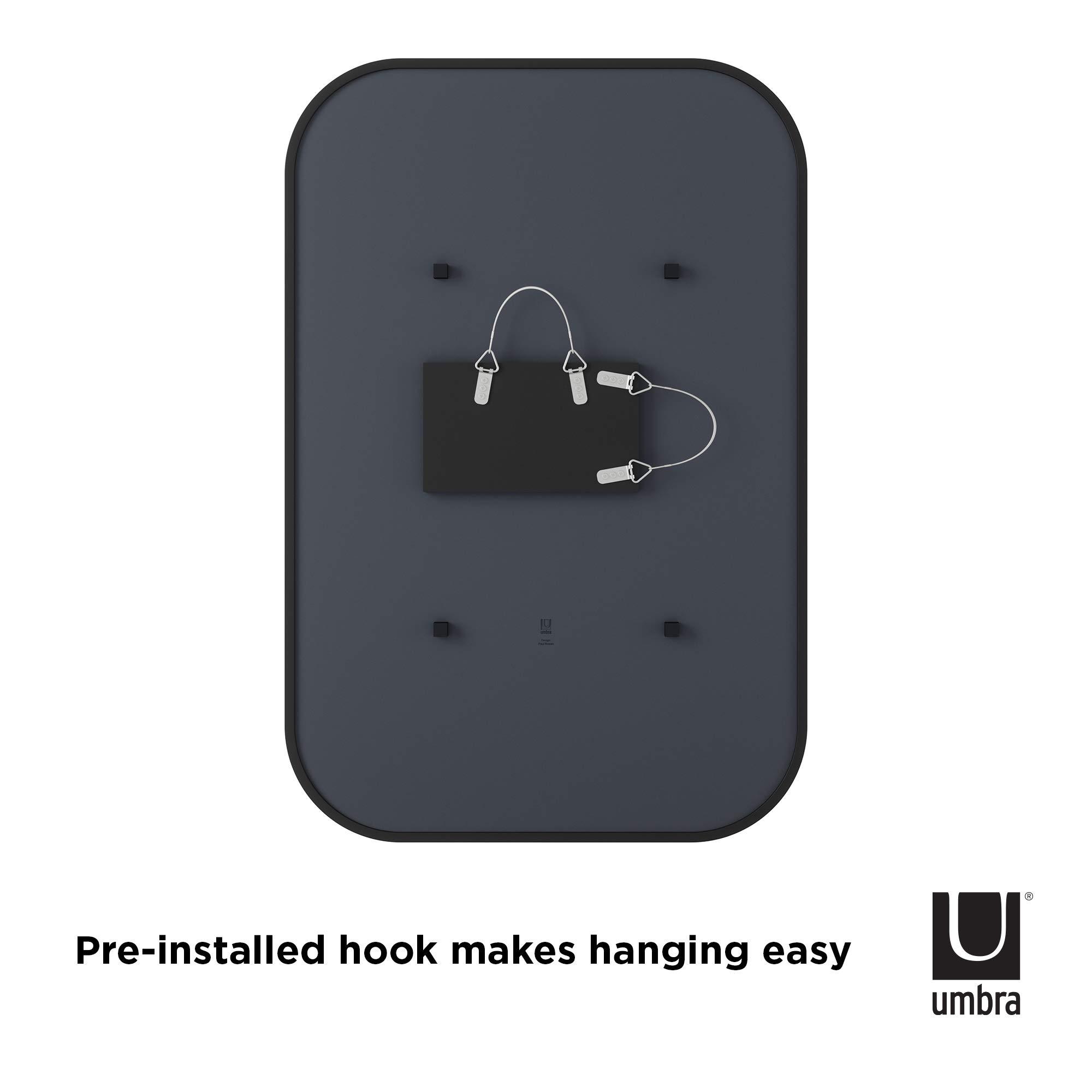 Umbra Umbra Hub Rectangular Wall Mirror with Rubber Frame, Modern Decor for Entryways, Washrooms, Living Rooms, Black