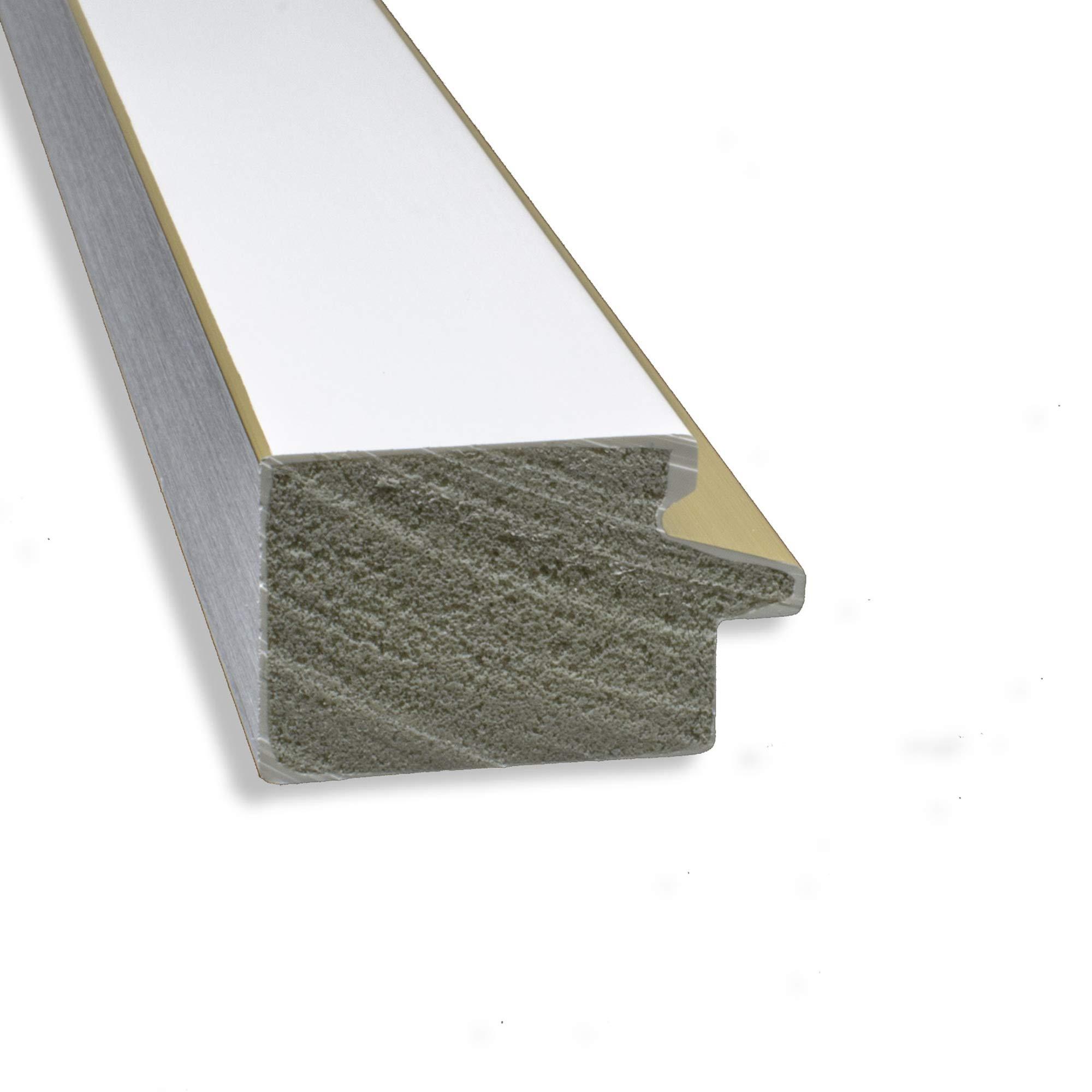 Amanti Art Amanti Art White Bathroom Mirror for Over Sink, 23x27 Custom Made Eva White Gold Narrow Rectangle Vanity Mirror, Medium Modern Wood Frame, Hangs Horizonally and Vertically, Wall Decor from WI, USA