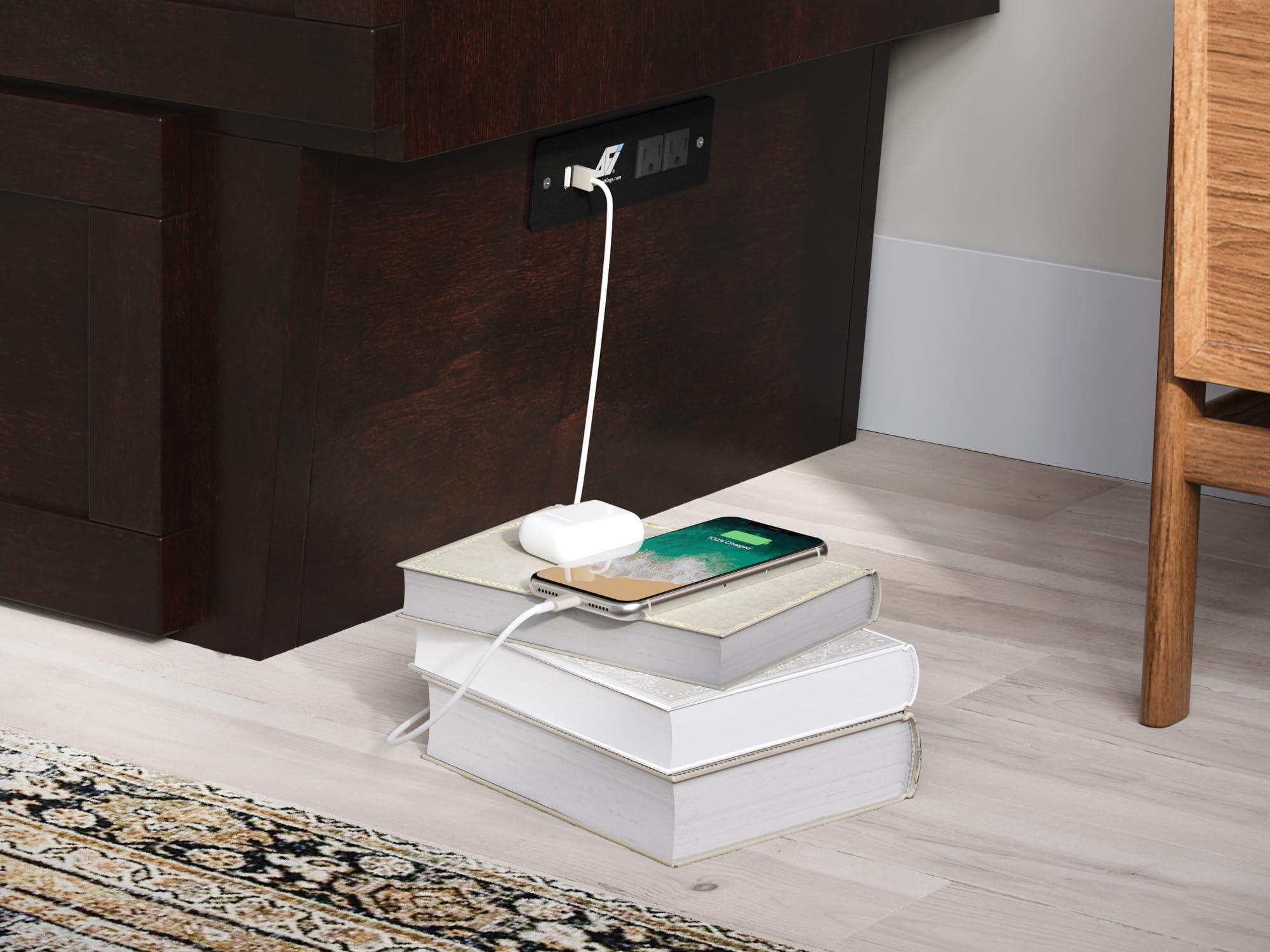 AFI AFI, Chelsea Mid-Century Modern Queen Solid Wood Murphy Bed Chest with Mattress in Espresso