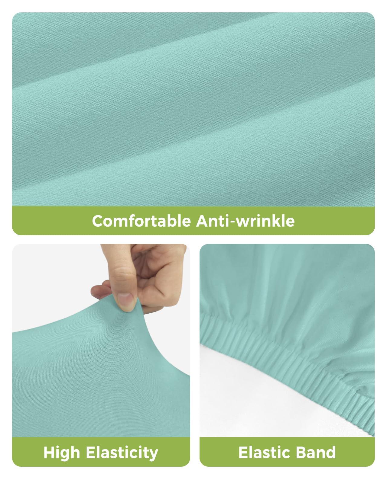 Savannan Savannan Bar Stool Covers with Backrest,Solid Color Farmhouse Decor Aqua Counter Stool Pub Chair Slipcover for Dining Room Barstool Protector Chair Covers Set of 2