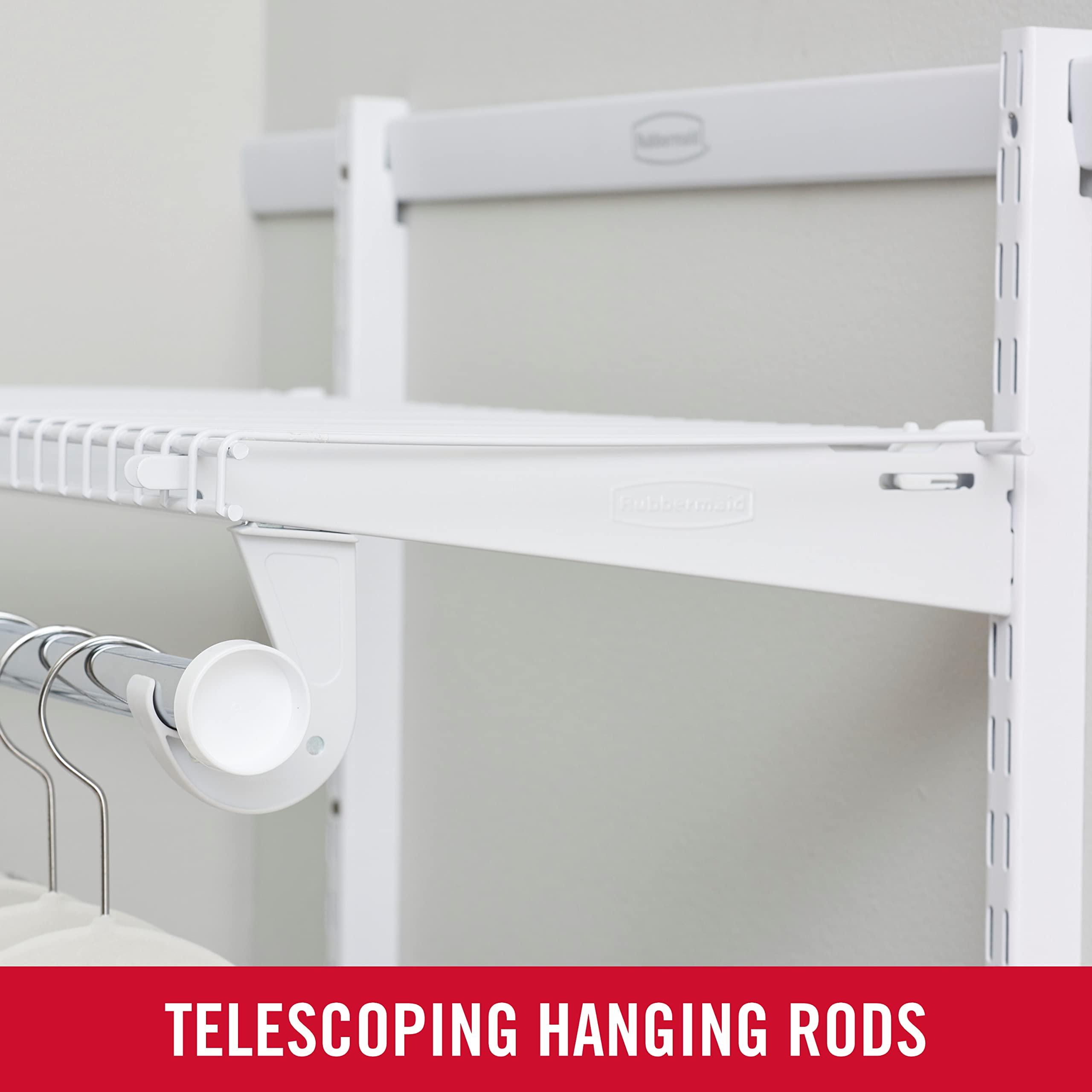 Rubbermaid Rubbermaid Configurations Custom Closet Kit, 2-4 Ft. Adjustable Metal Wire Shelving, White Finish, Expandable Organization System, Hardware Included, for Home Closet/Pantry/Laundry/Mudroom