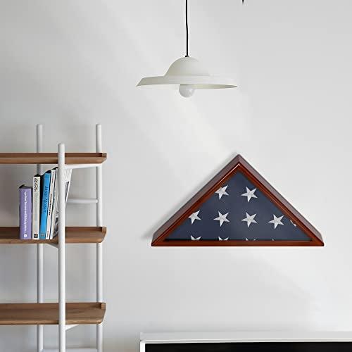 DisplayGifts Solid Wood Memorial Flag Case Frame Display Case for 5x9.5' Flag Folded. for Funeral or Burial Flag, FC60-MAH