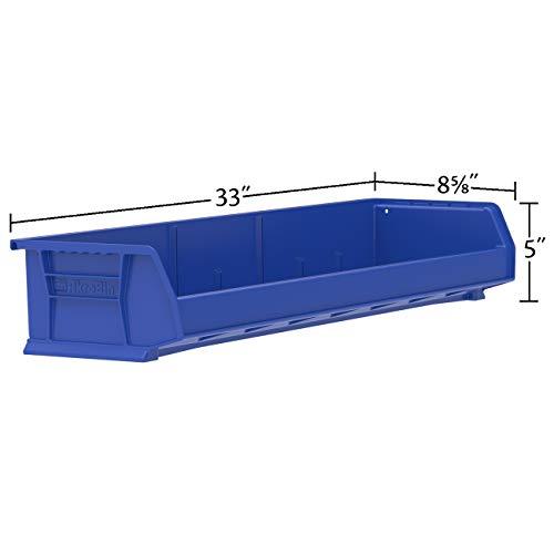 Akro-Mils Akro-Mils 30320 AkroBins Plastic Storage Bin Hanging Stacking Containers, (9-Inch x 33-Inch x 5-Inch), Blue, (4-Pack)