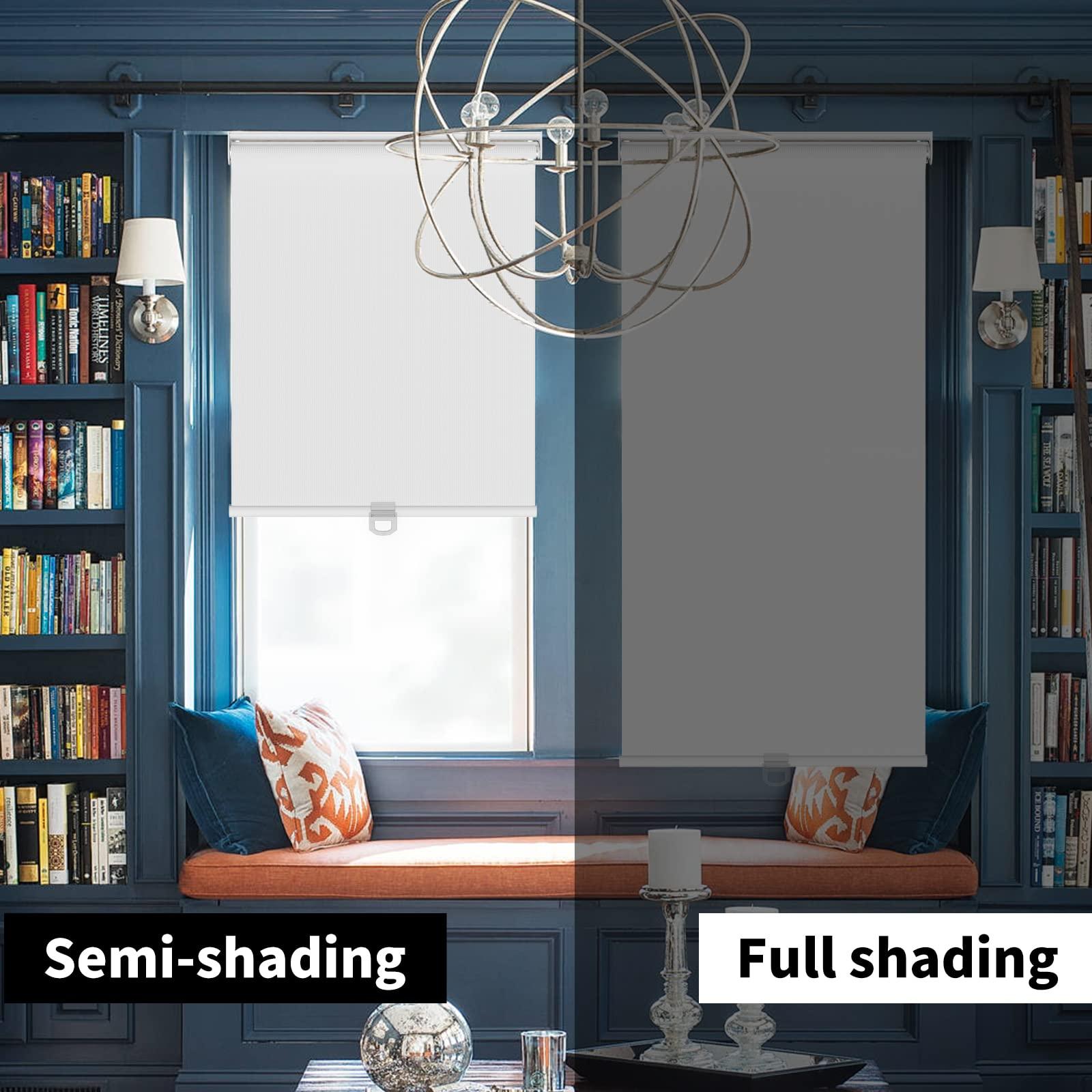 Viegon Blackout Blinds for Windows Roller Blinds with Thermal Insulated & Anti-UV 100% Black Out Window Blinds for Bedroom, Easy to Install & Cordless[White,30" Customize]