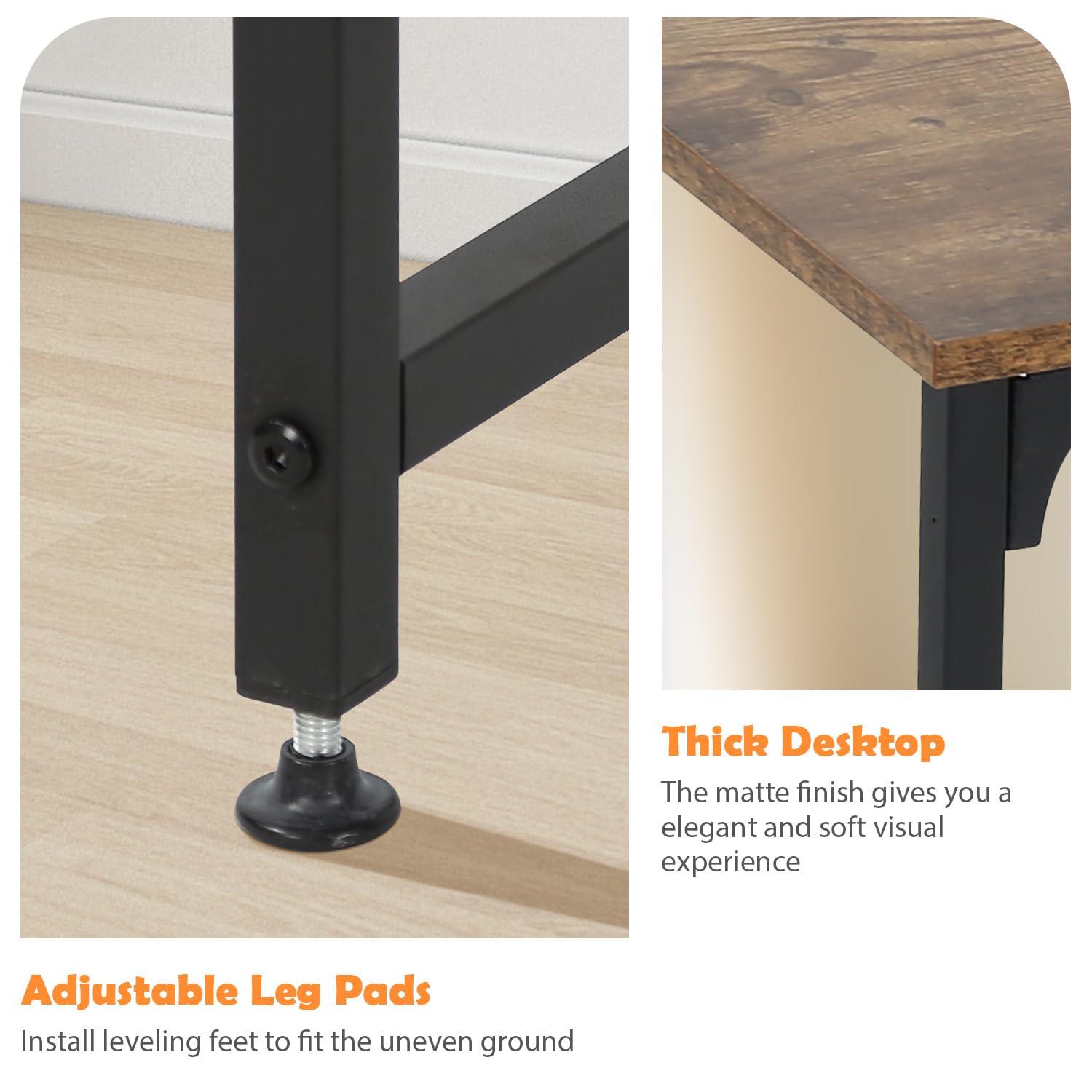 MKDLUFEI Small Desk, 32 Inch Small Computer Desk, Computer Table with MDF Board & Black Metal Frame, Work Desk with Adjustable Leg Pads, Office Table for Home Office Bedroom Small Spaces, Study Table, Vintage