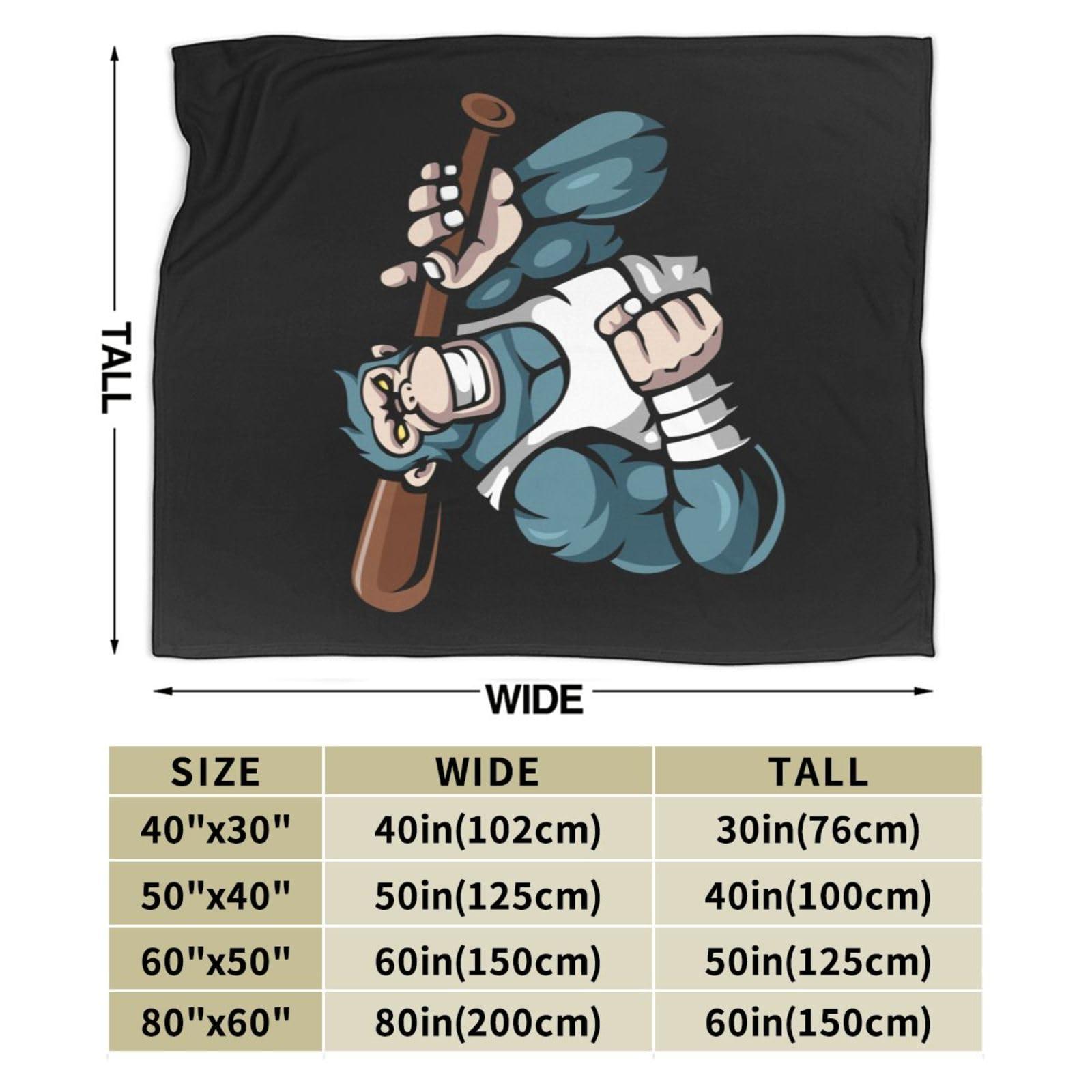 LIFANGMI Overbearing Monkey with Baseball Bat Throw Blanket for Couch Super Soft Cozy Chair Bed Blanket 40\"x30\" Flannel Throw Blankets