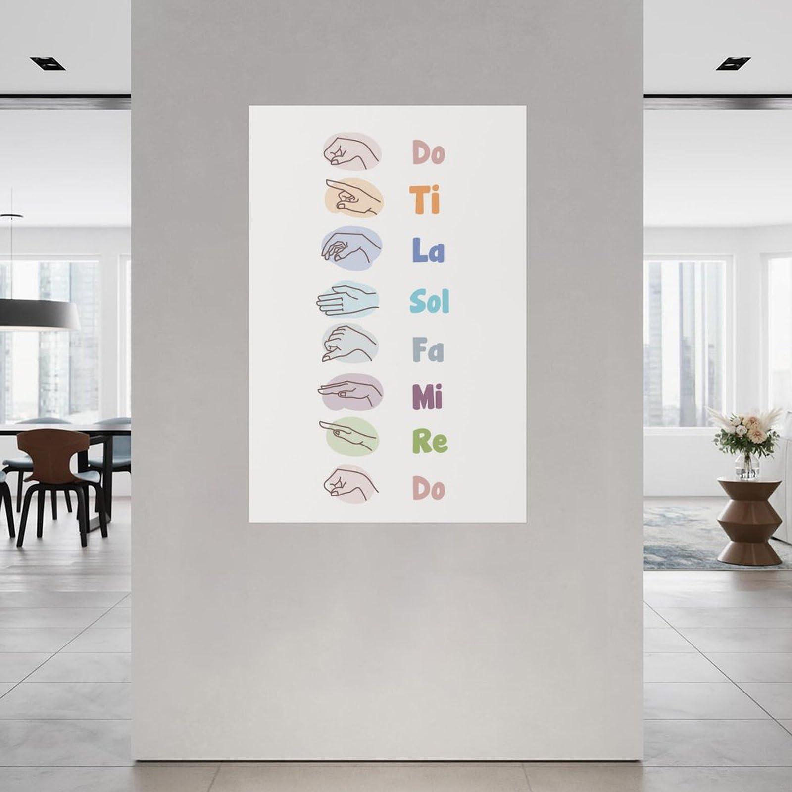 NYNIOPP Solfege Hand Signs Poster Music Classroom Educational Poster Music Theory Music Note Value Music Poster Music Classroom Posters Canvas Painting Wall Art Poster for Bedroom Living Room Decor 24x36inch(