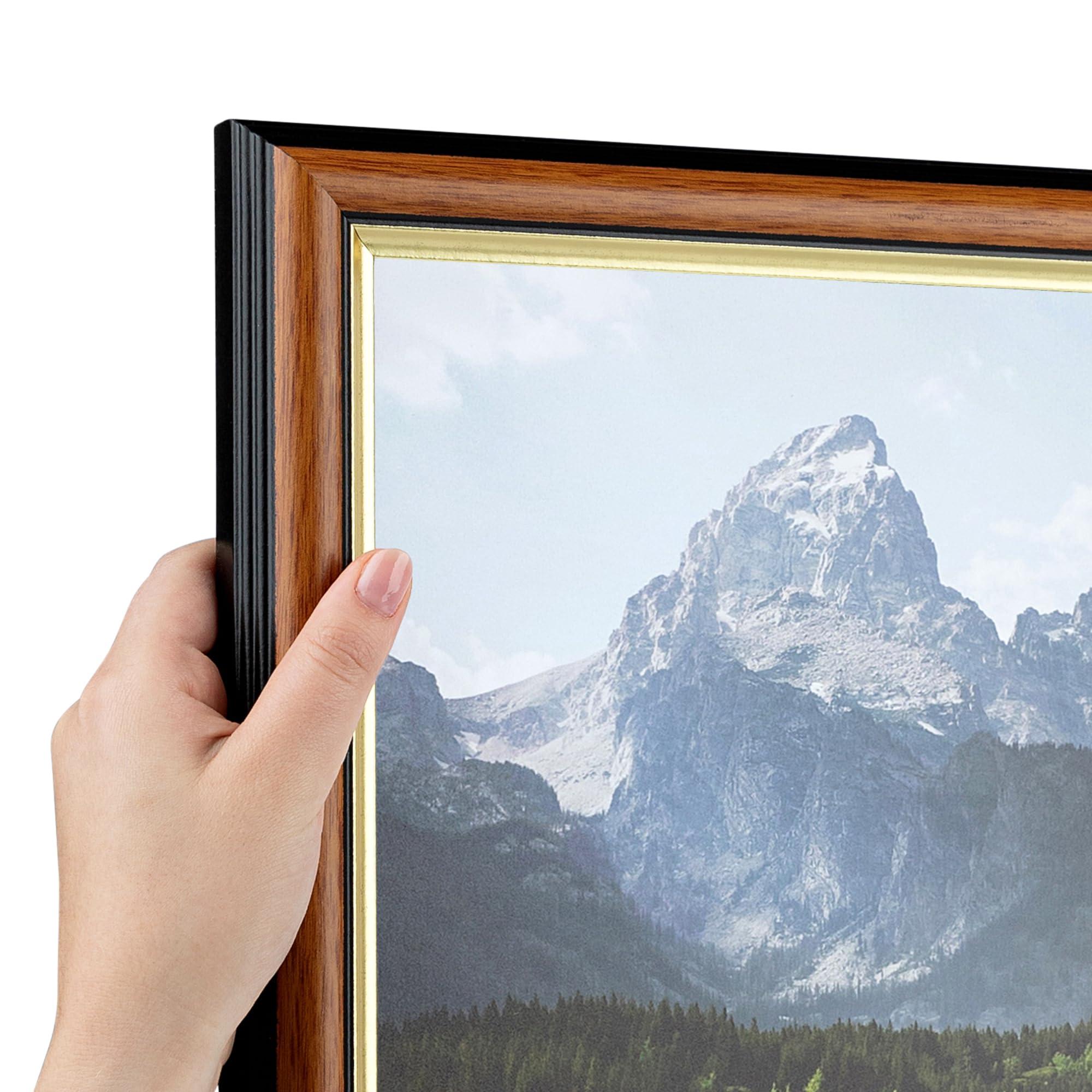 ArtToFrames ArtToFrames 28x40 Inch Brown Picture Frame, This 1.25 Inch Custom MDF Poster Frame is Honey with Gold, Great for Your Art or Photos - Comes with Economy Acrylic