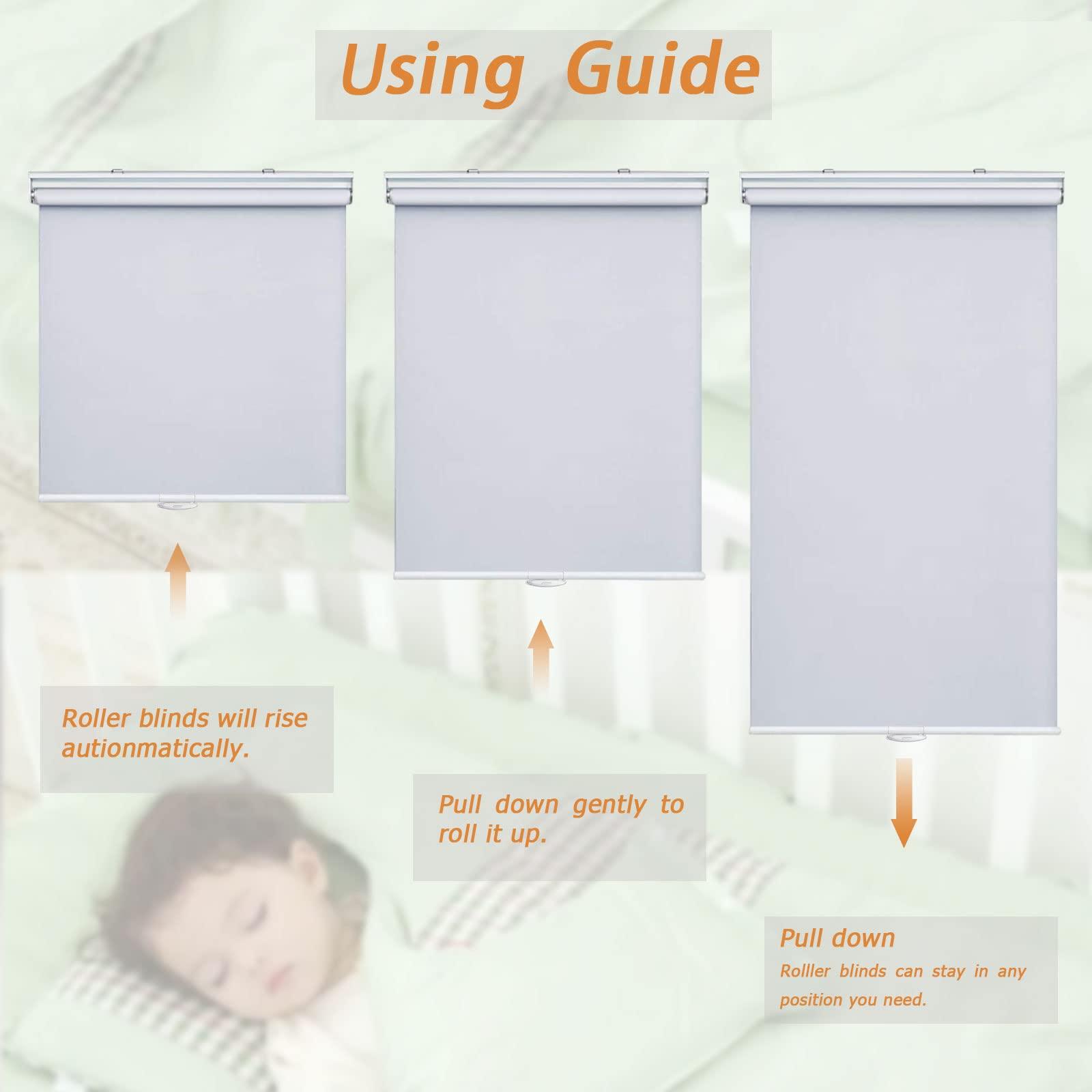 TINFONBLY No Cord Roller Window Blinds- Total Blackout Customize Bottom Up Shades, Energy Saving and Privacy Protection Shade, Easy to Install for Home, Office, Bathroom, 53" W x 42" H Dark Grey