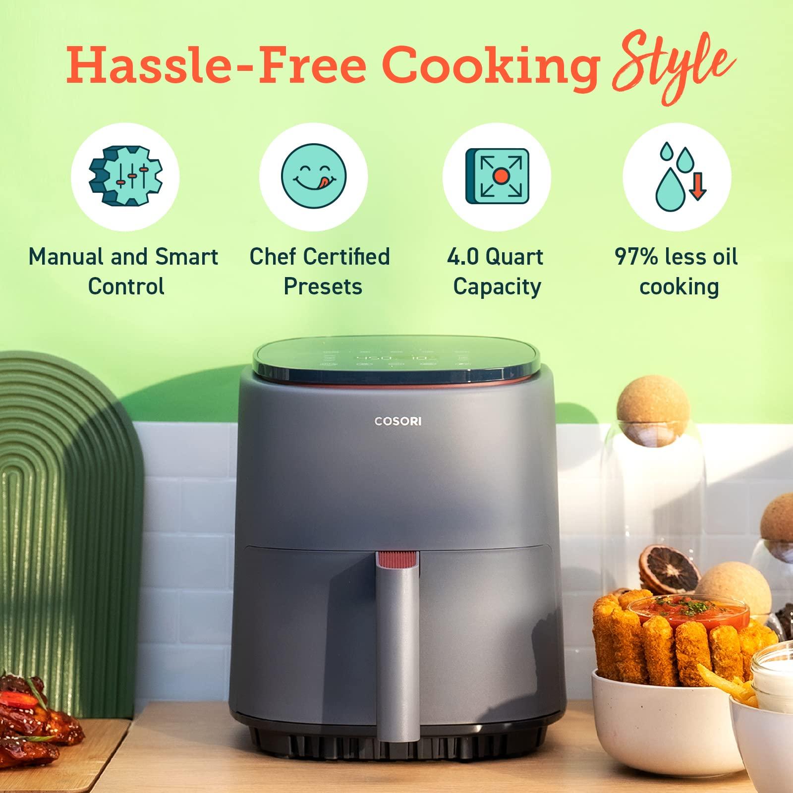 COSORI COSORI Air Fryer 4 Qt, 7 Cooking Functions Airfryer, 150+ Recipes on Free App, 97% less fat Freidora de Aire, Dishwasher-safe, Designed for 1-3 People, Lite 4.0-Quart, Smart, Truffle Gray