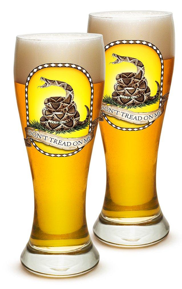 Erazor Bits Erazor Bits Pilsner US Marine Corps Gifts for Men or Women Dont Tread on Me Beer Glassware USMC Barware Glasses Set of 4 (23 Oz)