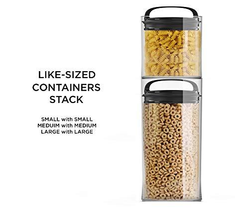 Prepara Best PREMIUM Airtight Storage Container for Coffee Beans, Tea and Dry Goods - EVAK - Innovation that Works by Prepara, Glass and Stainless, Soft Touch Black Handle, Mini
