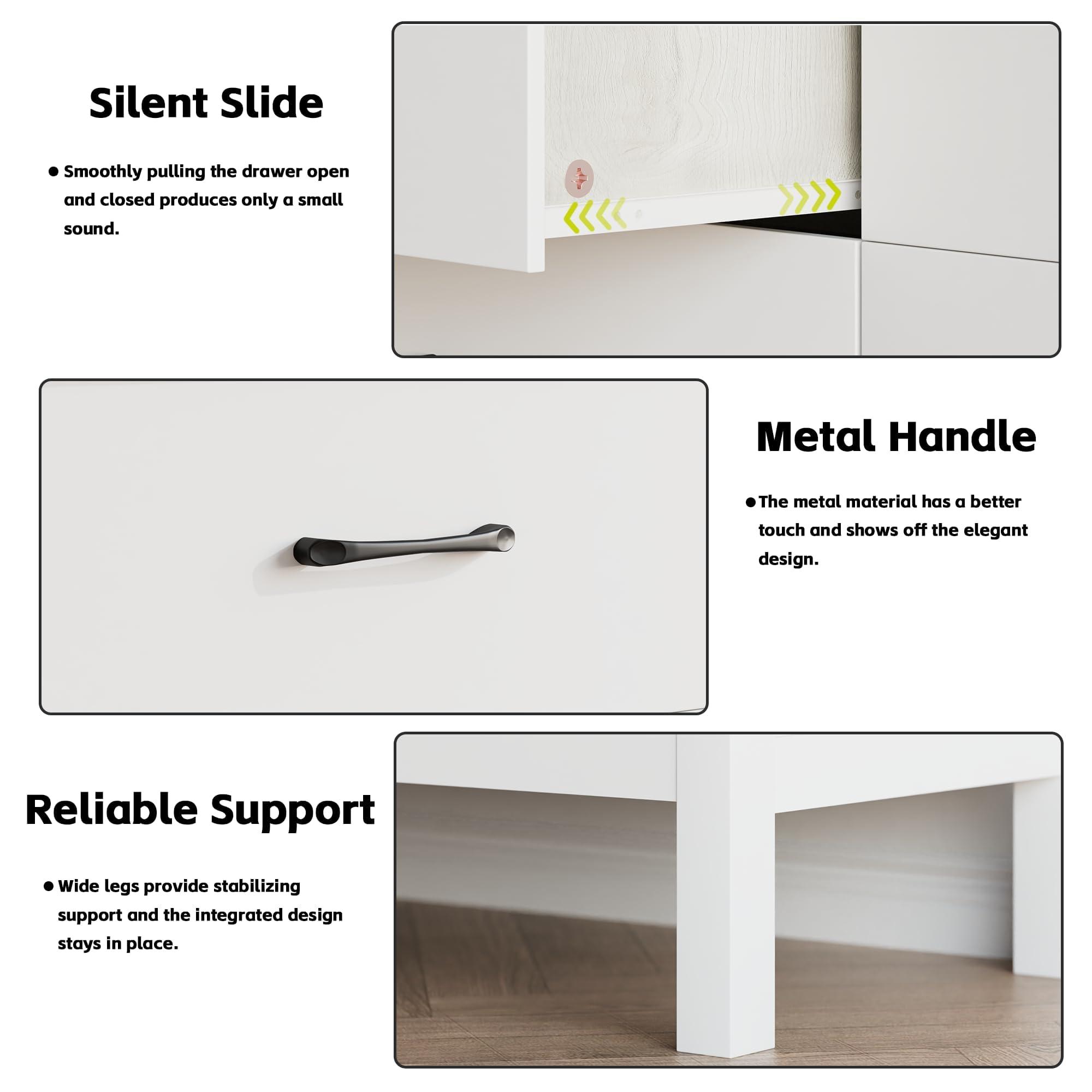 Tradare Tradare White Dresser for Bedroom with 7 Drawer,Wooden Double Dresser with Metal Handles, Wide Chest of Organizer Storage Drawers for Living Room, Hallway, Entryway