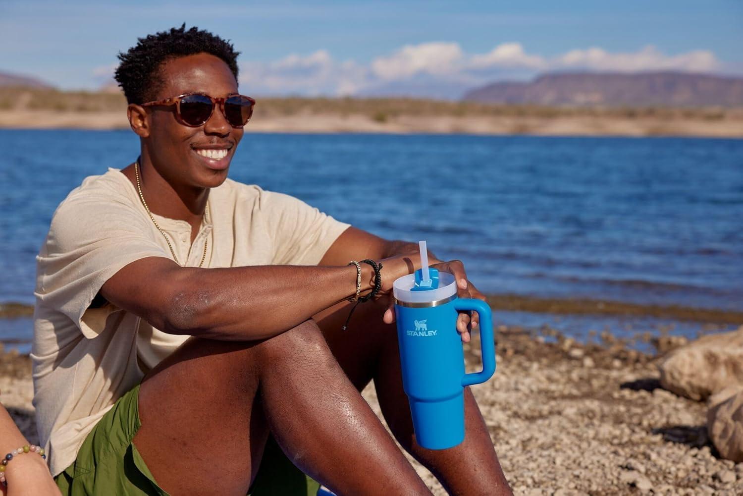 STANLEY Stanley Quencher H2.0 Tumbler with Handle & Straw 30 oz | Twist On 3-Way Lid | Cupholder Compatible for Travel | Insulated Stainless Steel Cup | BPA-Free | Azure