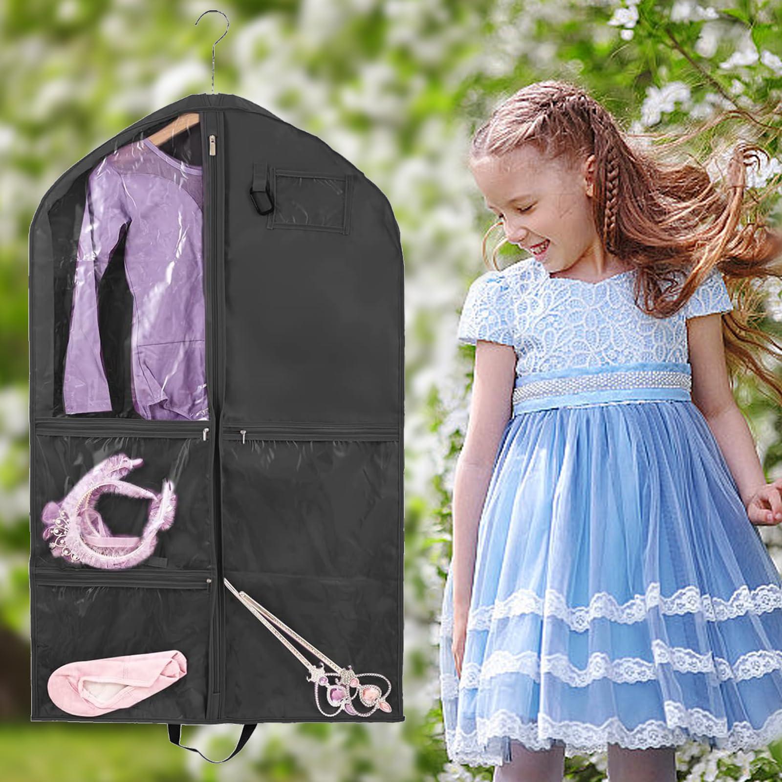 QEES Garment Bag,Garment Bags For Travel,Dance Costumes Bag,Costume Dance Garment Bags For Dancers,Kids Garment Bags For Hanging Clothes,Dance Costume Competition Bags For Girls,40Inch Garmet Bag
