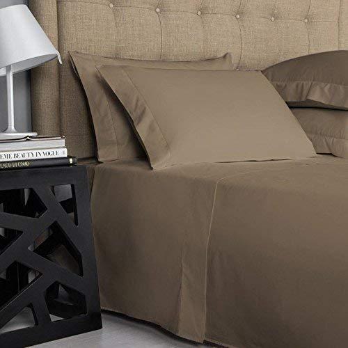 Decent Collection Decent Collection Split-King Sheets for Adjustable Bed Luxurious Heavy 1500-TC Egyptian Cotton 5-Piece Sheets Set Fits 10-12\" Fully Elastic Deep Pocket (Solid, Taupe)