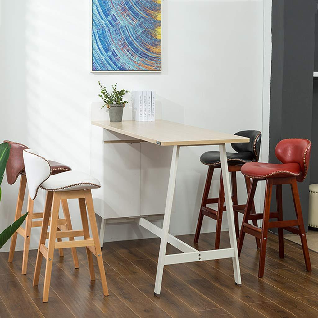WRRAC-Chair WRRAC-Chair Retro Bar Chairs Solid Wood High Stool with Backrest PU Leather Padded Seat for Restaurant Cashier Home Furnishing,Easy Assembly(Size : 64/74cm)