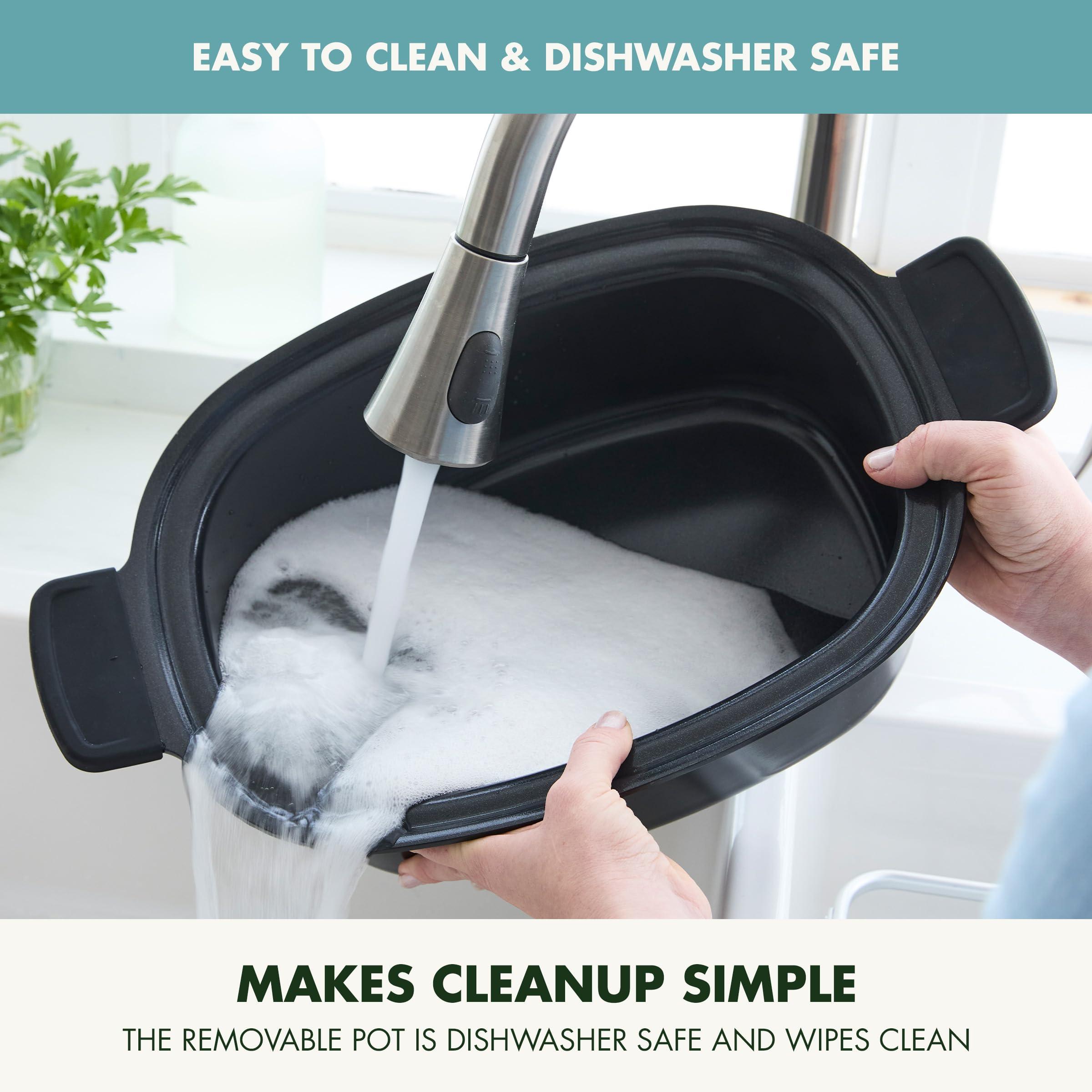 GreenPan GreenPan Elite 8-in-1 Programmable 6QT Electric Slow Cooker, Dishwasher Safe Lid & Removable Crock, PFAS-Free Healthy Ceramic Nonstick Multi-Cooker, Sear, Saut,Brown, Steam Basket, Roast, Deep Teal