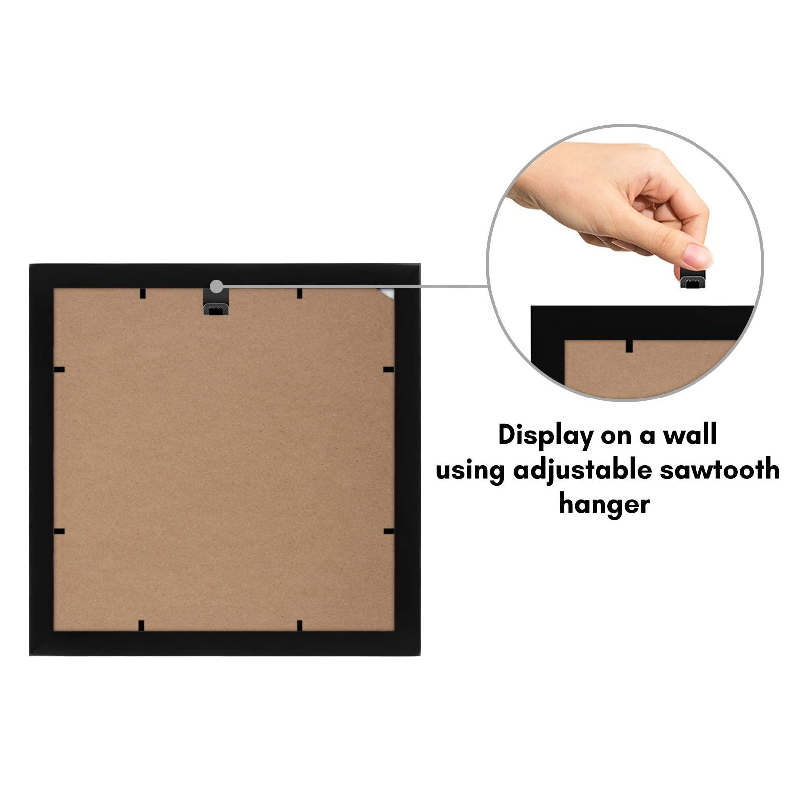 Americanflat Americanflat 10x10 Collage Picture Frame with Shatter-Resistant Glass - Fits Four 4x4 Photos or One 10x10 Picture - Signature Collection - Photo Frame for Wall Display - Black