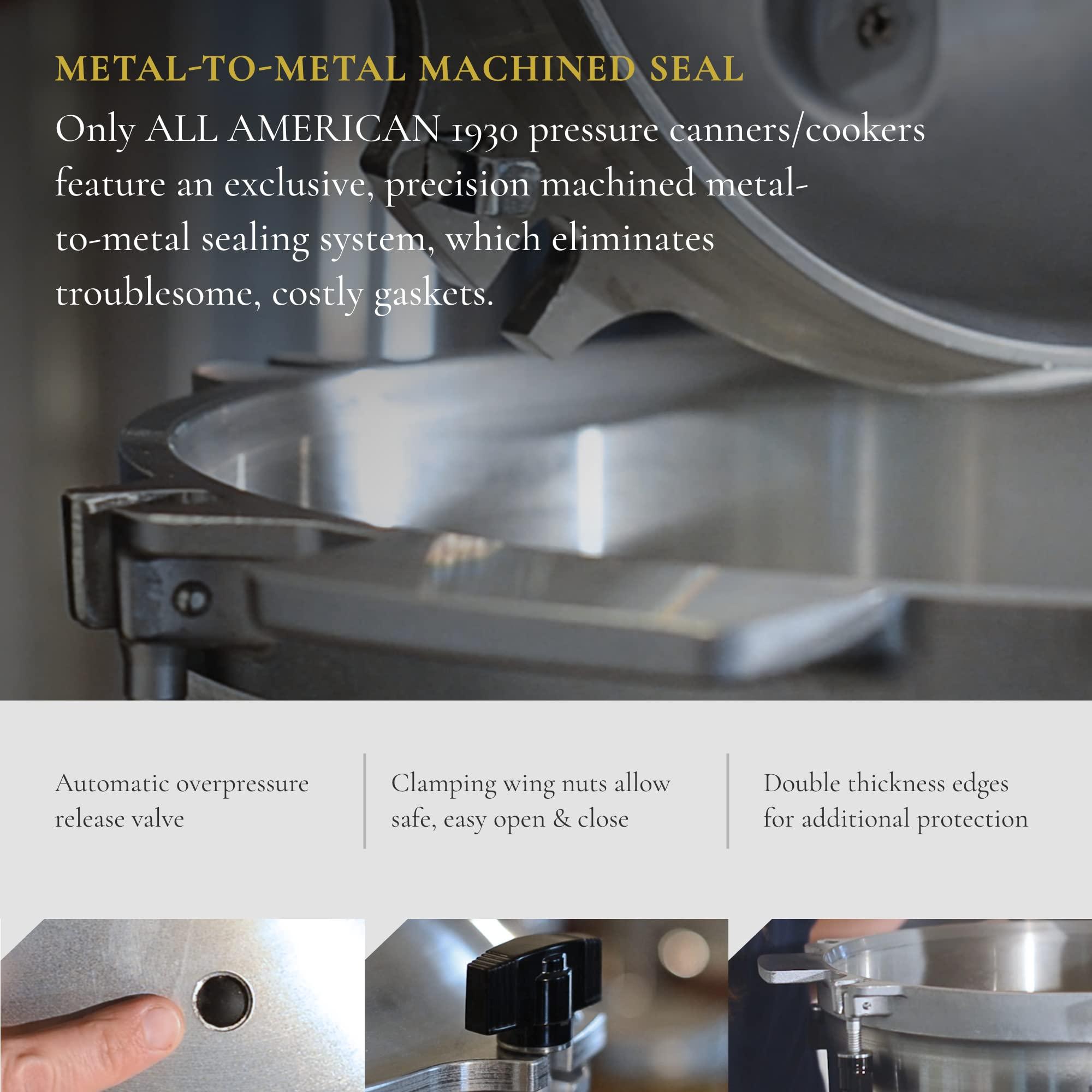 All American All American 1930: 30qt Pressure Cooker/Canner (The 930) - Exclusive Metal-to-Metal Sealing System - Easy to Open & Close - Suitable for Gas or Electric Stoves - Made in the USA