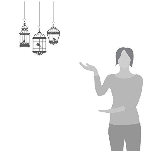 The Decal Guru Pretty Birds in 3 Hanging Birdcages Vinyl Wall Decal Stickers Removable Decorative Graphic Transfers (Storm Grey, 24x18 inches)