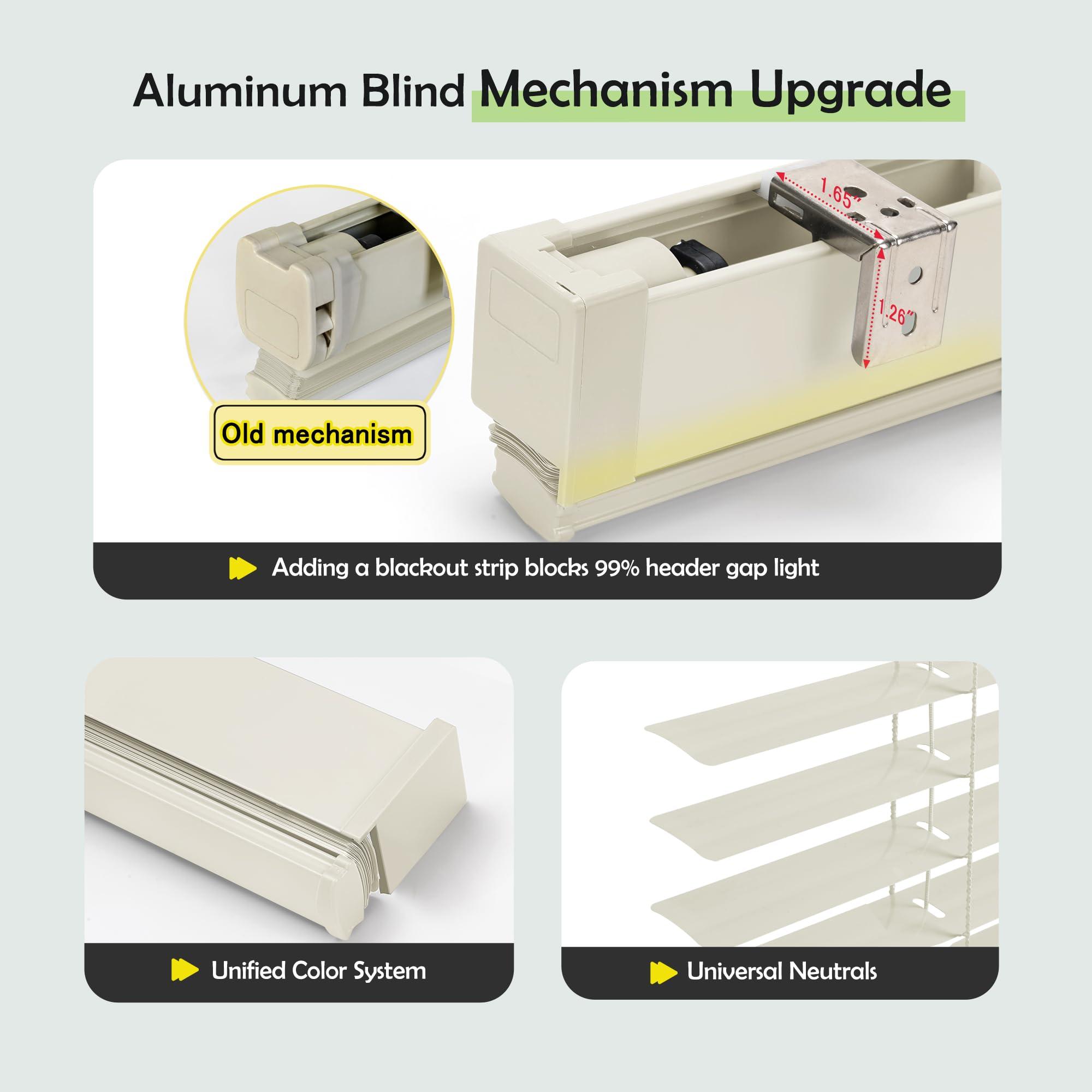 simty Simty Corded 1\" Aluminum Mini Blinds for Windows, Venetian Horizontal Blinds, Privacy Shades for Bedroom, Bathroom,Kitchen,Office, 44\" W x 72\" H, Beige