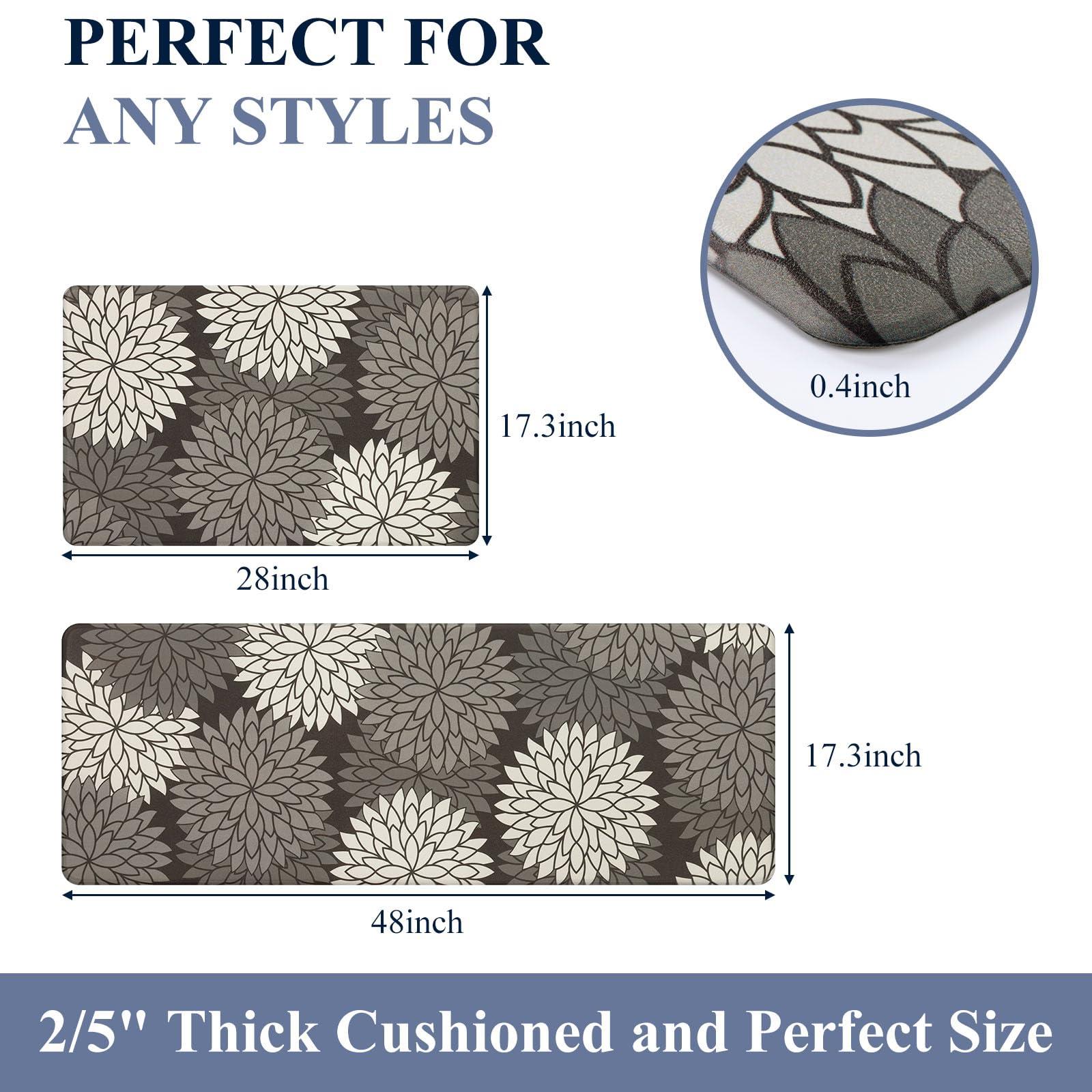 HEBE HEBE Anti Fatigue Kitchen Rug Sets 2 Piece Non Slip Kitchen Mats for Floor Cushioned Kitchen Rugs and Mats Waterproof Comfort Standing Mat Runner for Kitchen,Home Office,Sink,Laundry